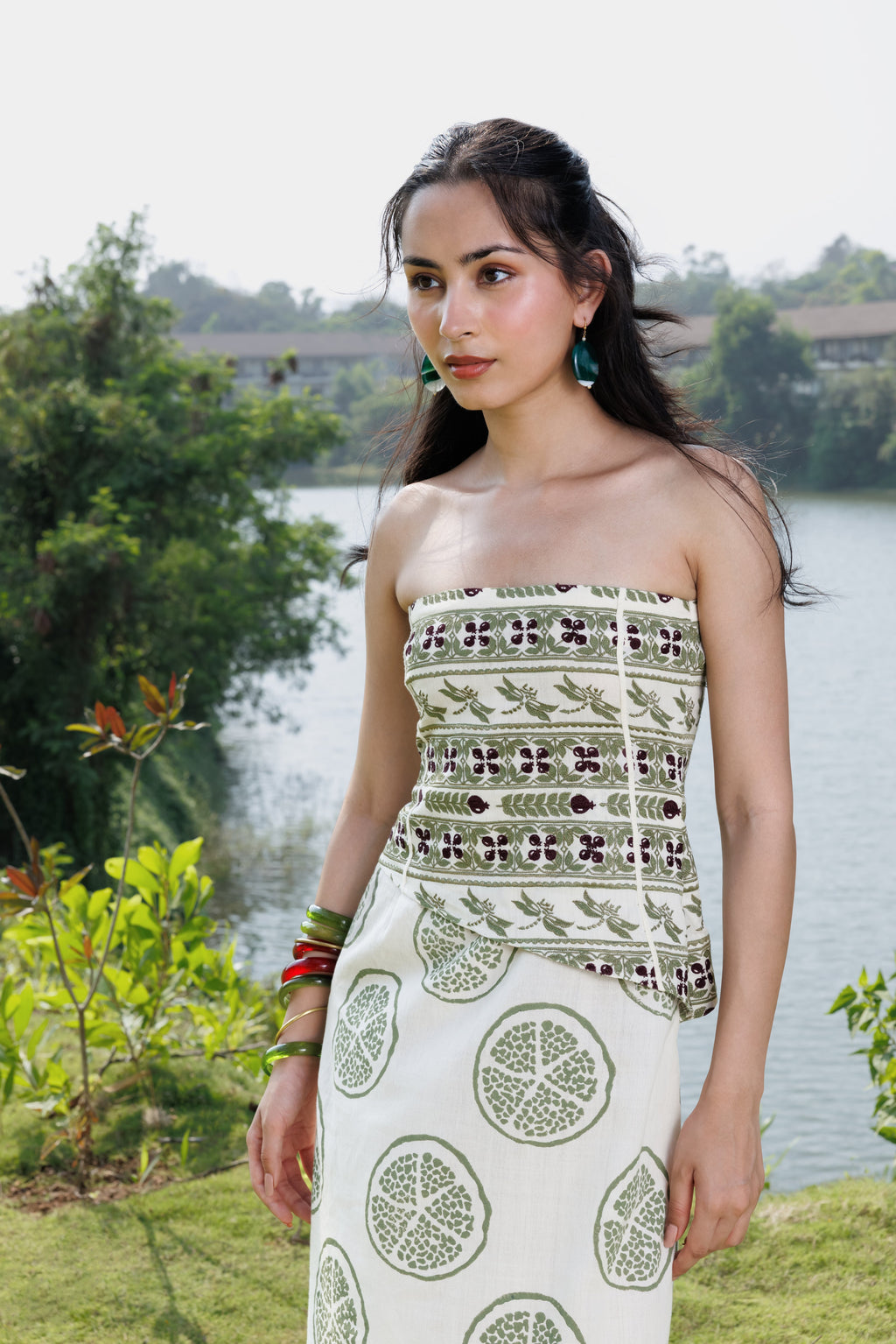 Embroidered Tube Maxi Dress with Ruched Back at kamakhyaa.com by Akashi Clothing. This item is Cosmos by Akashi Clothing, Internal Tags Missing, Under $150