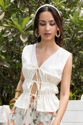 Organic cotton Front Tie-Up Top at kamakhyaa.com by Akashi Clothing. This item is Cosmos by Akashi Clothing, Internal Tags Missing, Under $50