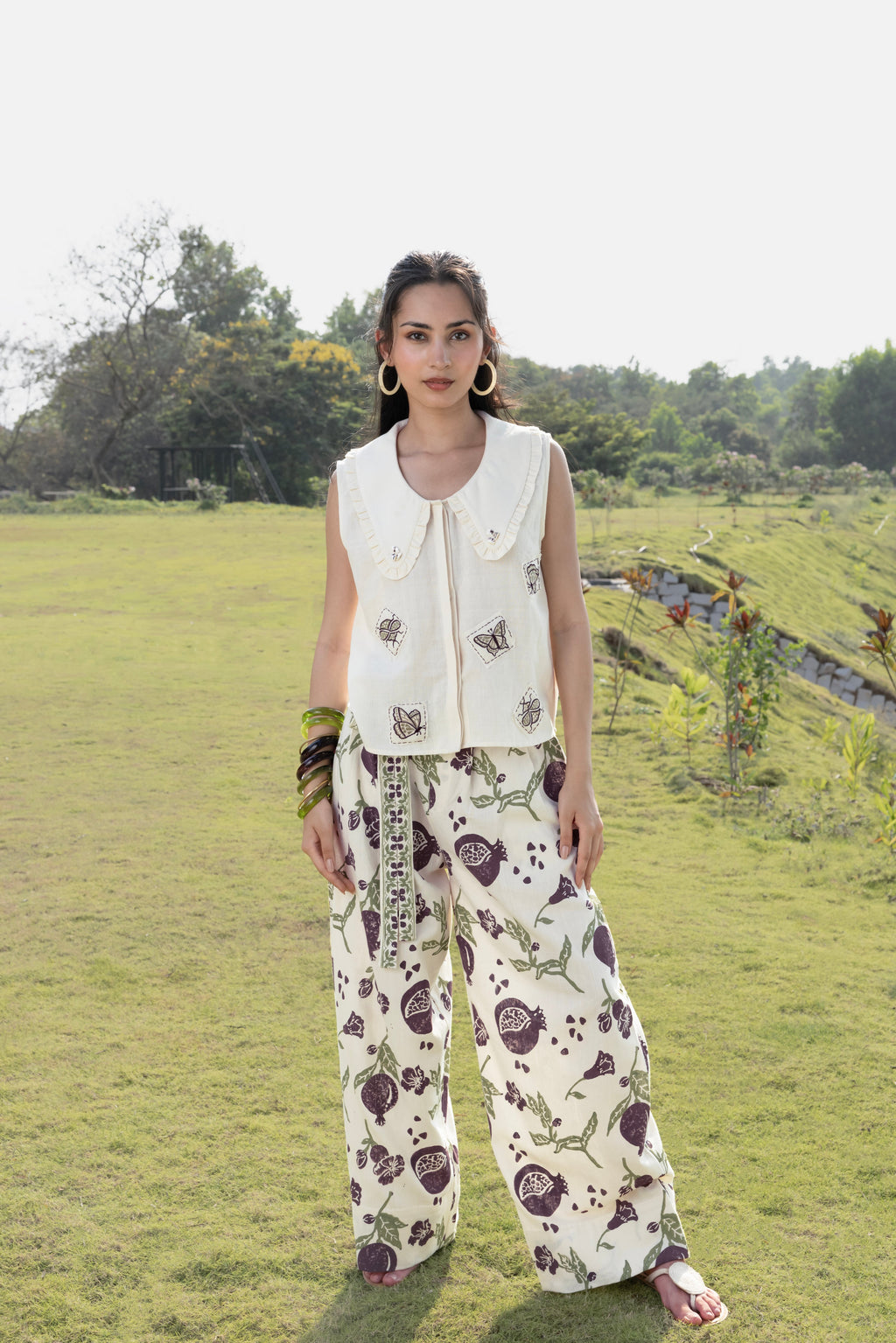 Patchwork Embroidered Top with Peter Pan Collar at kamakhyaa.com by Akashi Clothing. This item is Cosmos by Akashi Clothing, Internal Tags Missing, Under $100