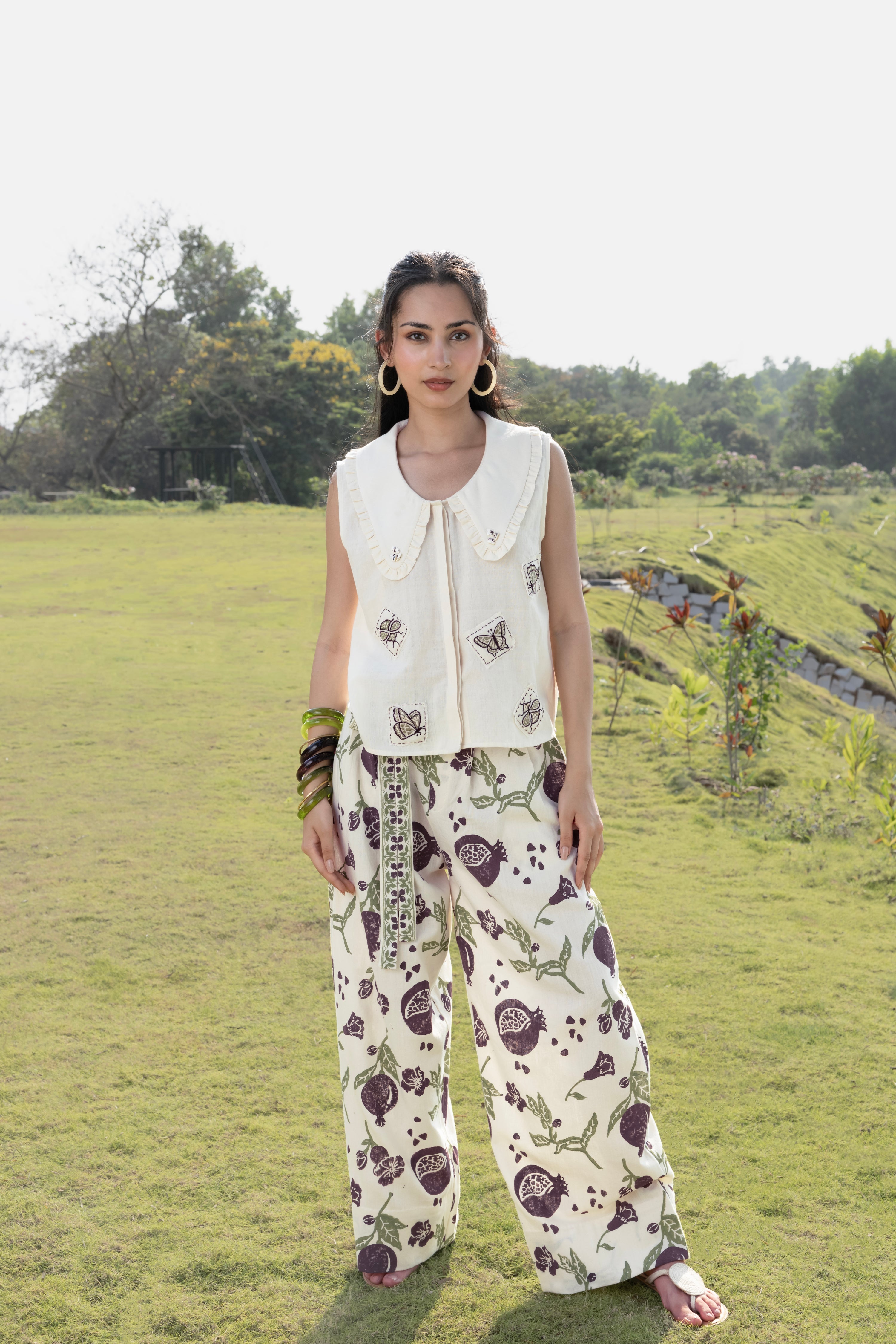 Patchwork Embroidered Top with Peter Pan Collar at kamakhyaa.com by Akashi Clothing. This item is Cosmos by Akashi Clothing, Internal Tags Missing, Under $100
