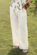 Organic Cotton Straight Fit Pants with Side Pleats at kamakhyaa.com by Akashi Clothing. This item is Cosmos by Akashi Clothing, Internal Tags Missing, Under $100