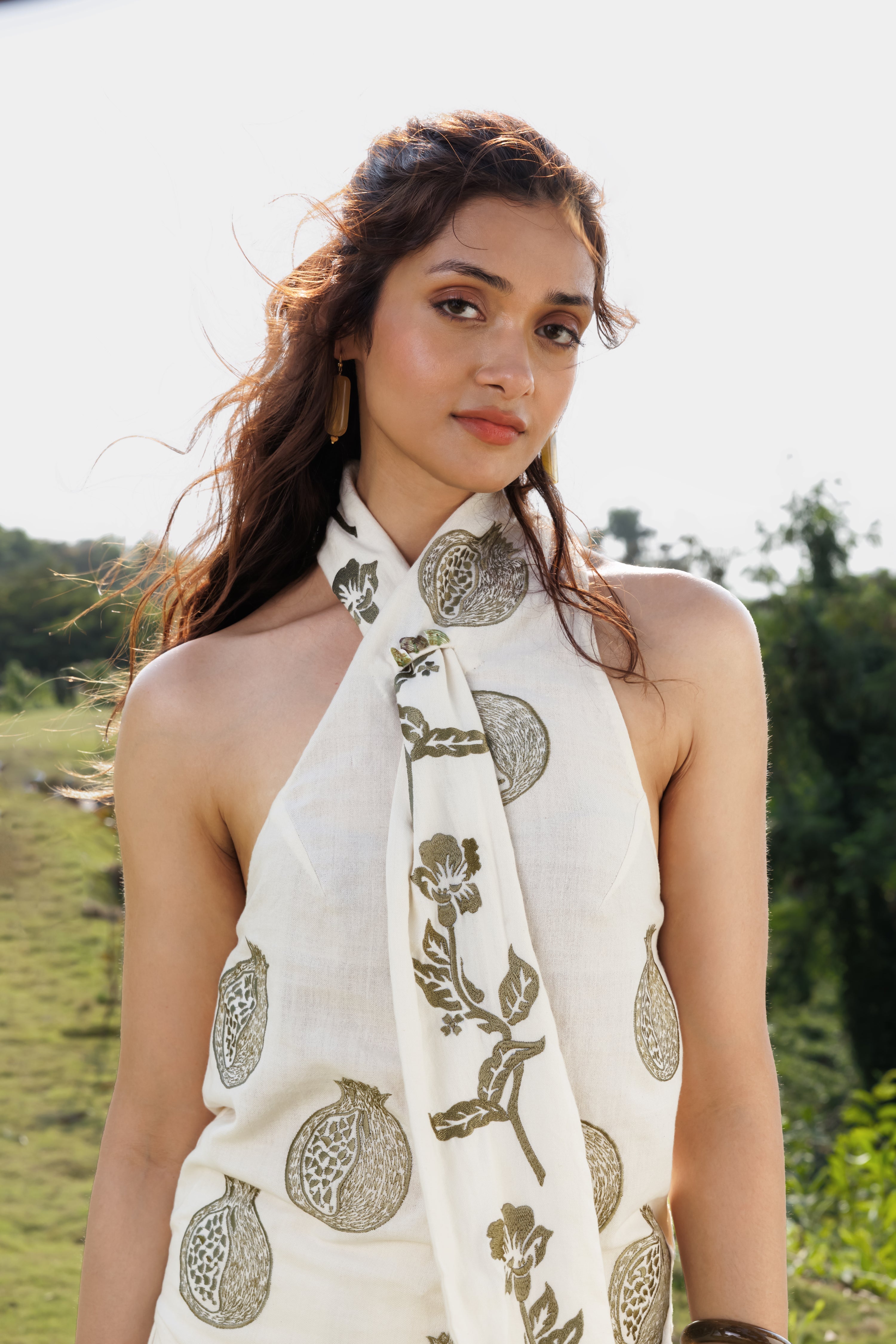 Embroidered scandavian scarft Top at kamakhyaa.com by Akashi Clothing. This item is Cosmos by Akashi Clothing, Internal Tags Missing, Under $100