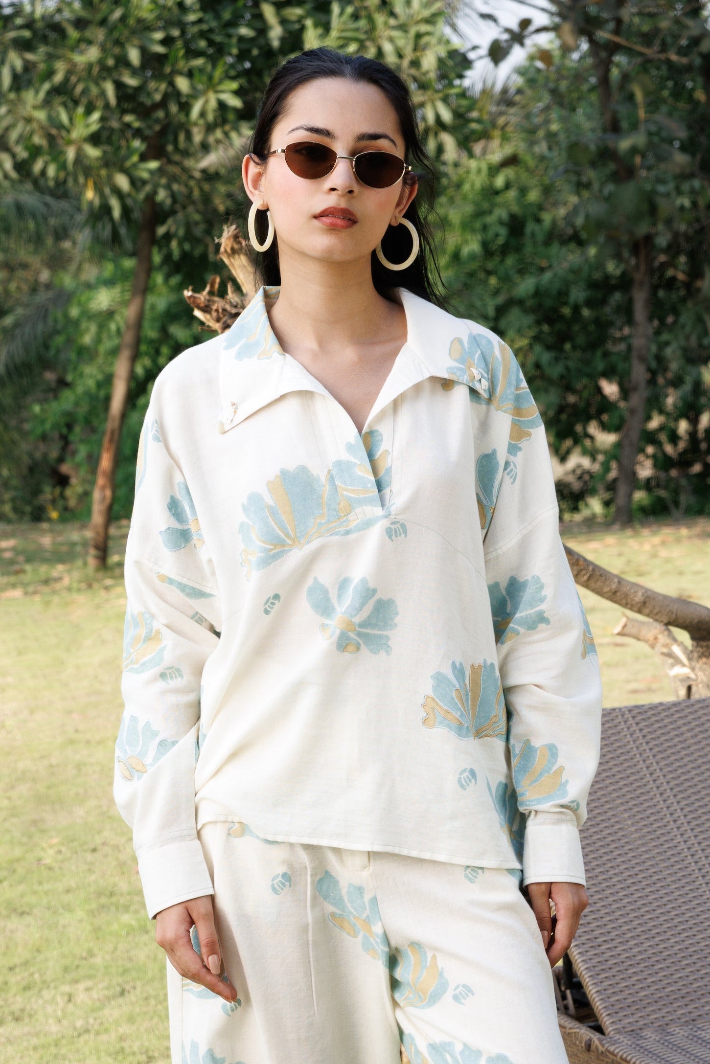 Collared top with Stitch Detailing at kamakhyaa.com by Akashi Clothing. This item is Cosmos by Akashi Clothing, Internal Tags Missing, Under $150