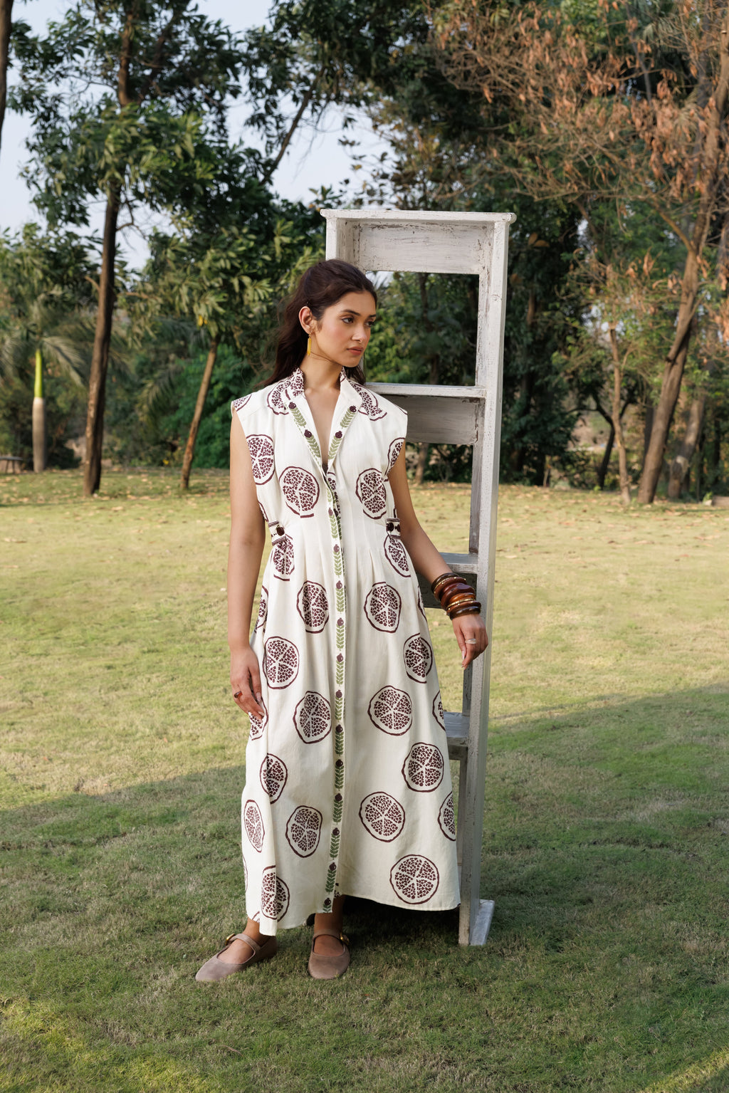 Sleeveless button down maxi dress at kamakhyaa.com by Akashi Clothing. This item is Cosmos by Akashi Clothing, Internal Tags Missing, Under $150