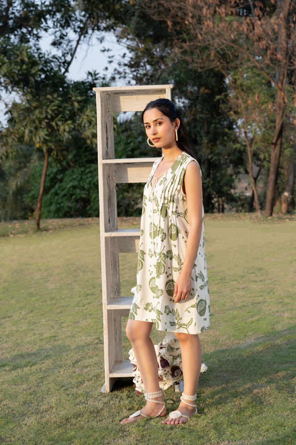 Front Pleated A line short Dress at kamakhyaa.com by Akashi Clothing. This item is Cosmos by Akashi Clothing, Internal Tags Missing, Under $100