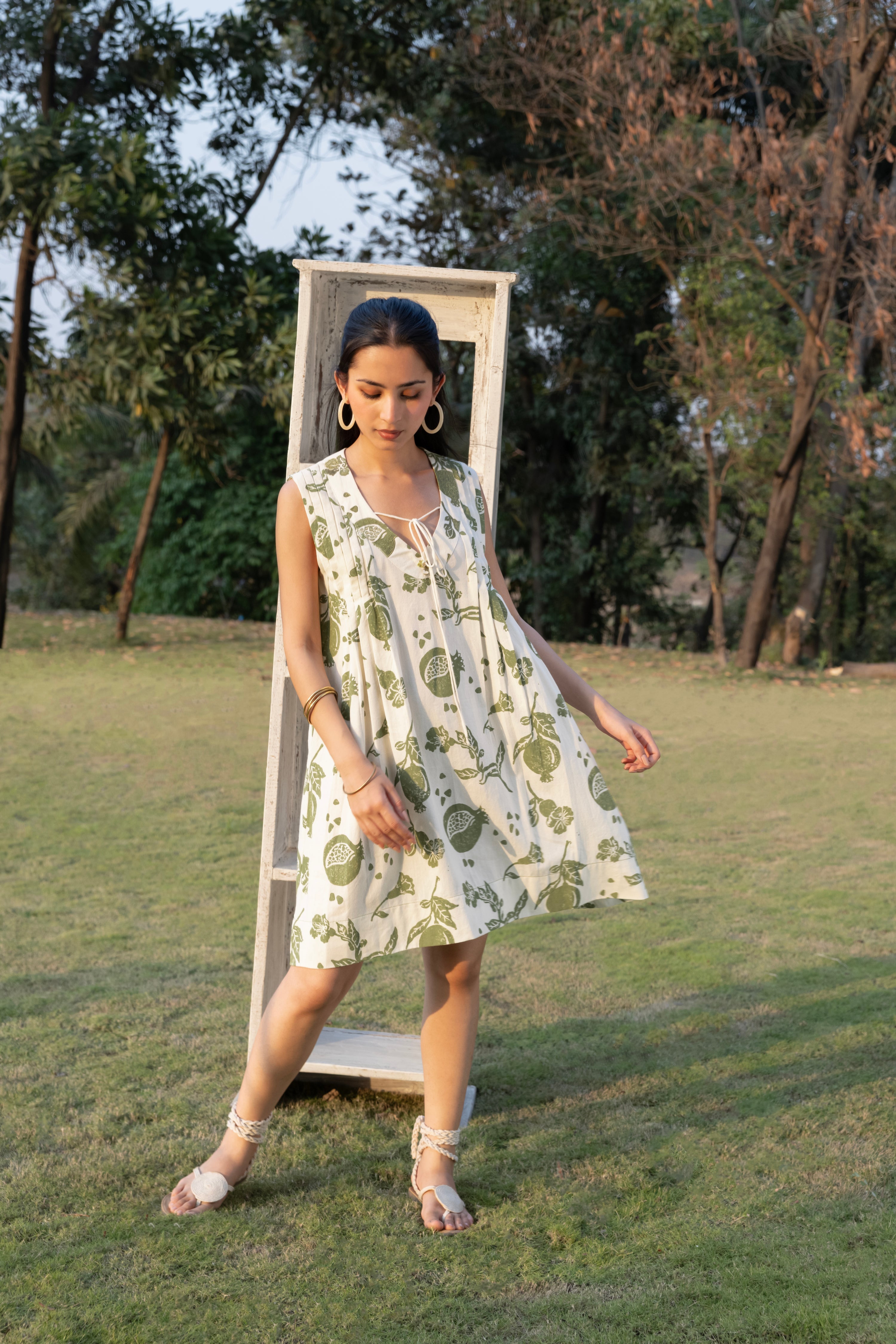Front Pleated A line short Dress at kamakhyaa.com by Akashi Clothing. This item is Cosmos by Akashi Clothing, Internal Tags Missing, Under $100