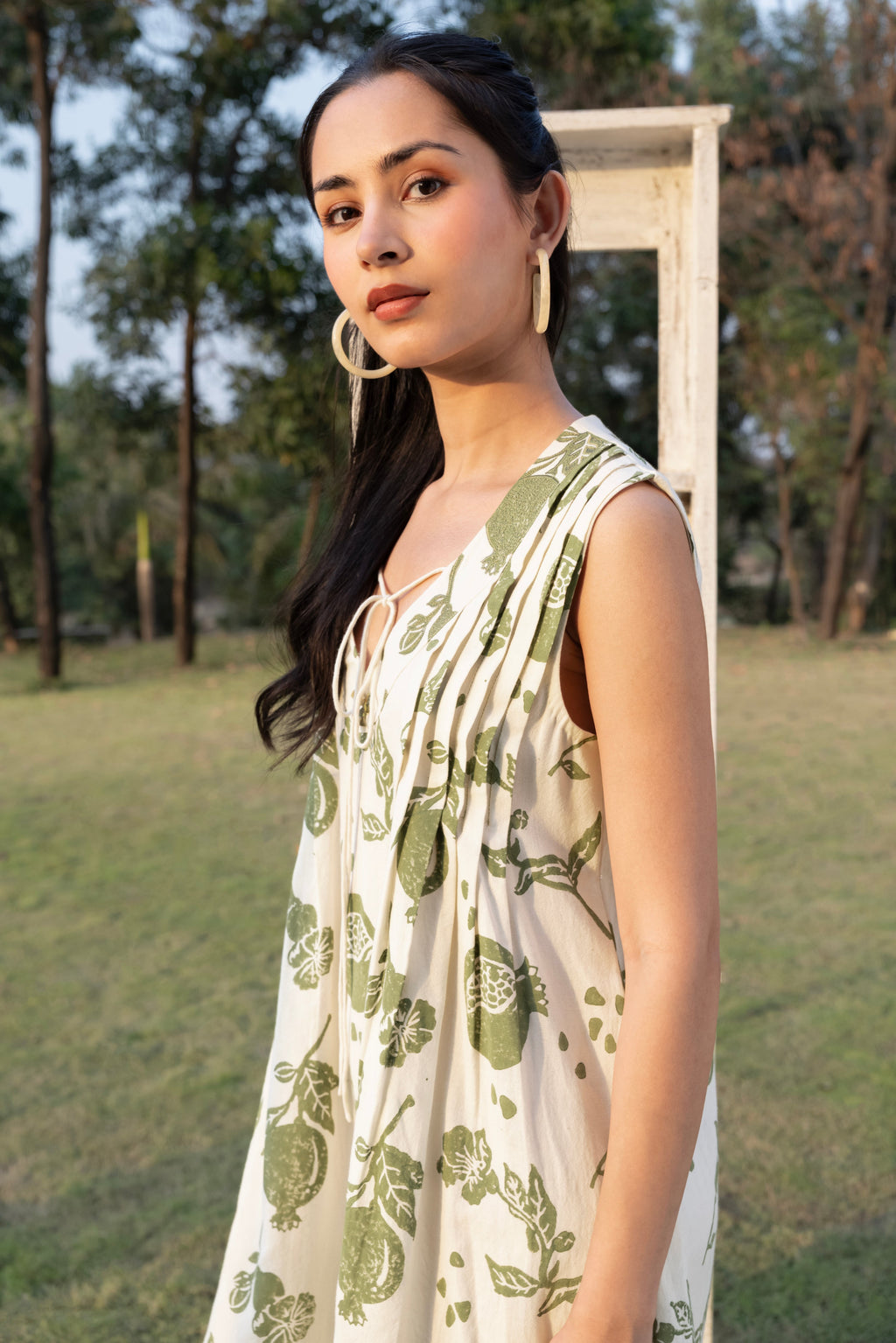 Front Pleated A line short Dress at kamakhyaa.com by Akashi Clothing. This item is Cosmos by Akashi Clothing, Internal Tags Missing, Under $100