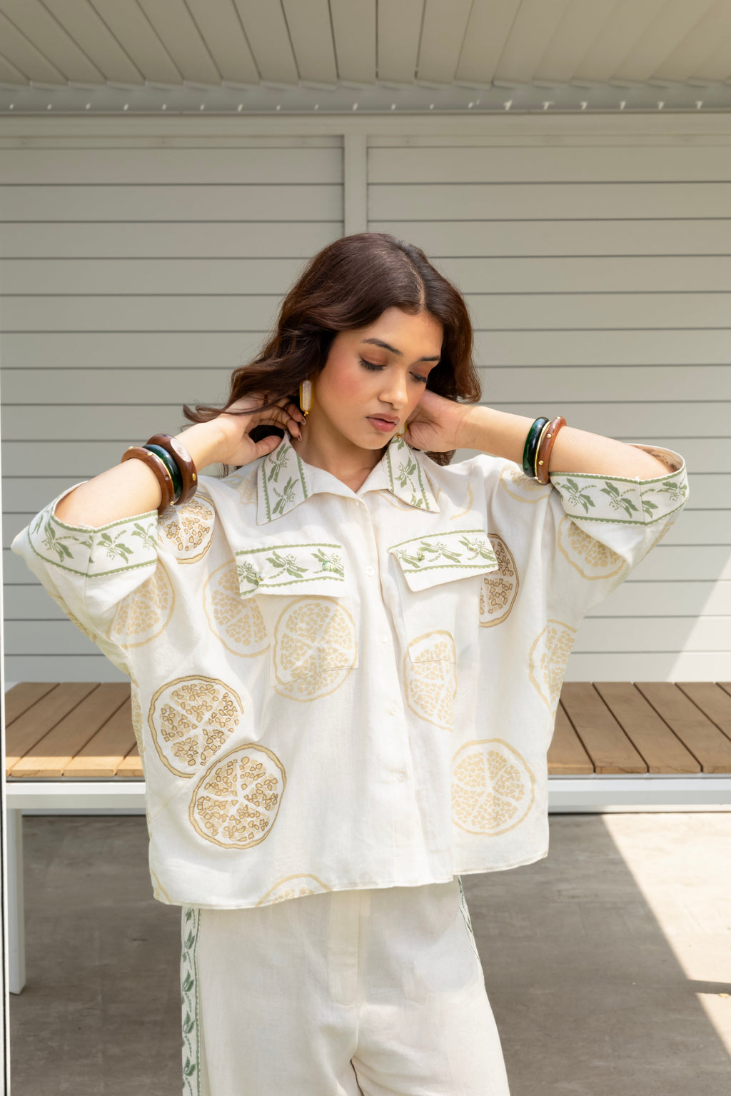 Boxy button down shirt at kamakhyaa.com by Akashi Clothing. This item is Cosmos by Akashi Clothing, Internal Tags Missing, Under $50