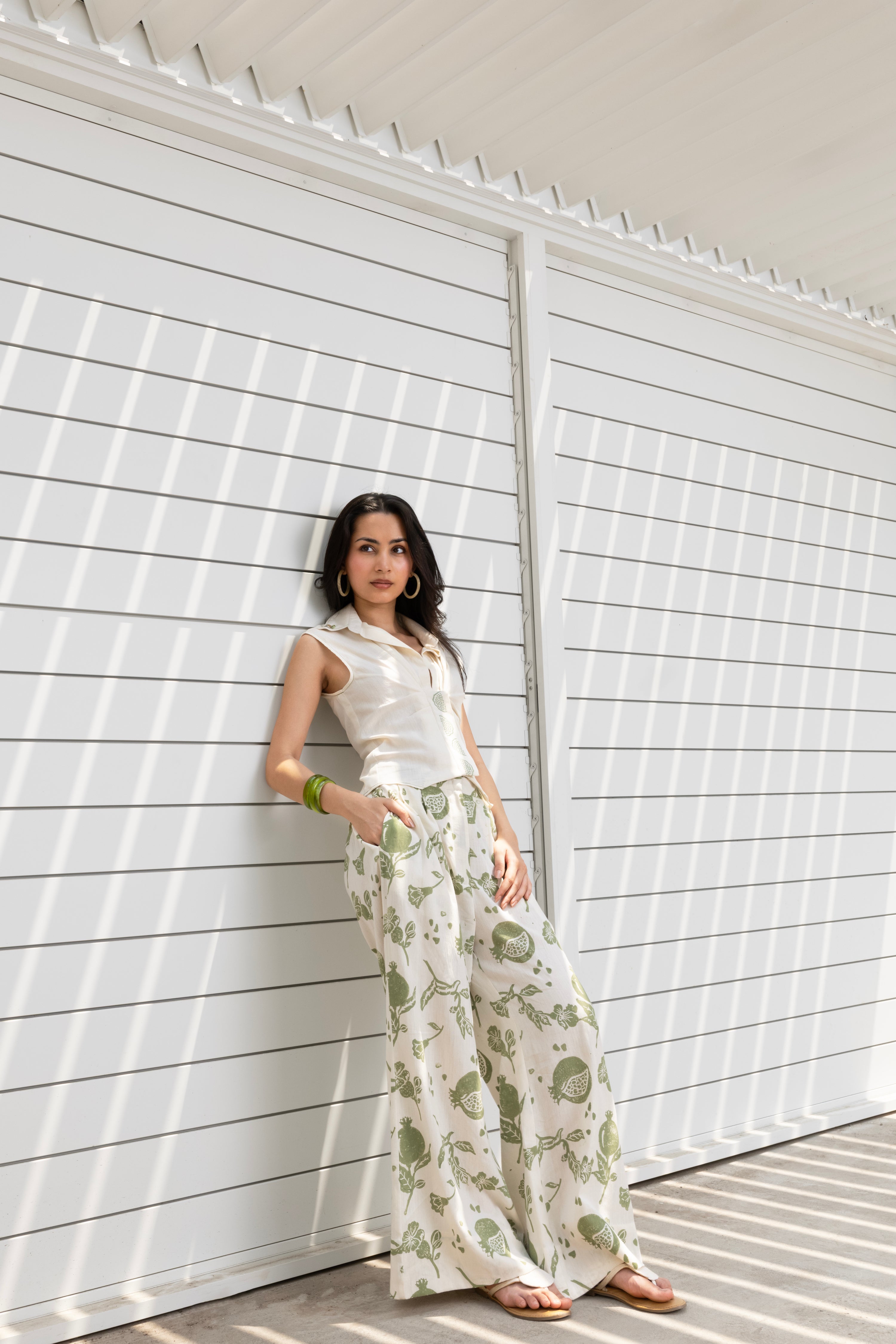 Printed wide leg Pants at kamakhyaa.com by Akashi Clothing. This item is Cosmos by Akashi Clothing, Internal Tags Missing, Under $50