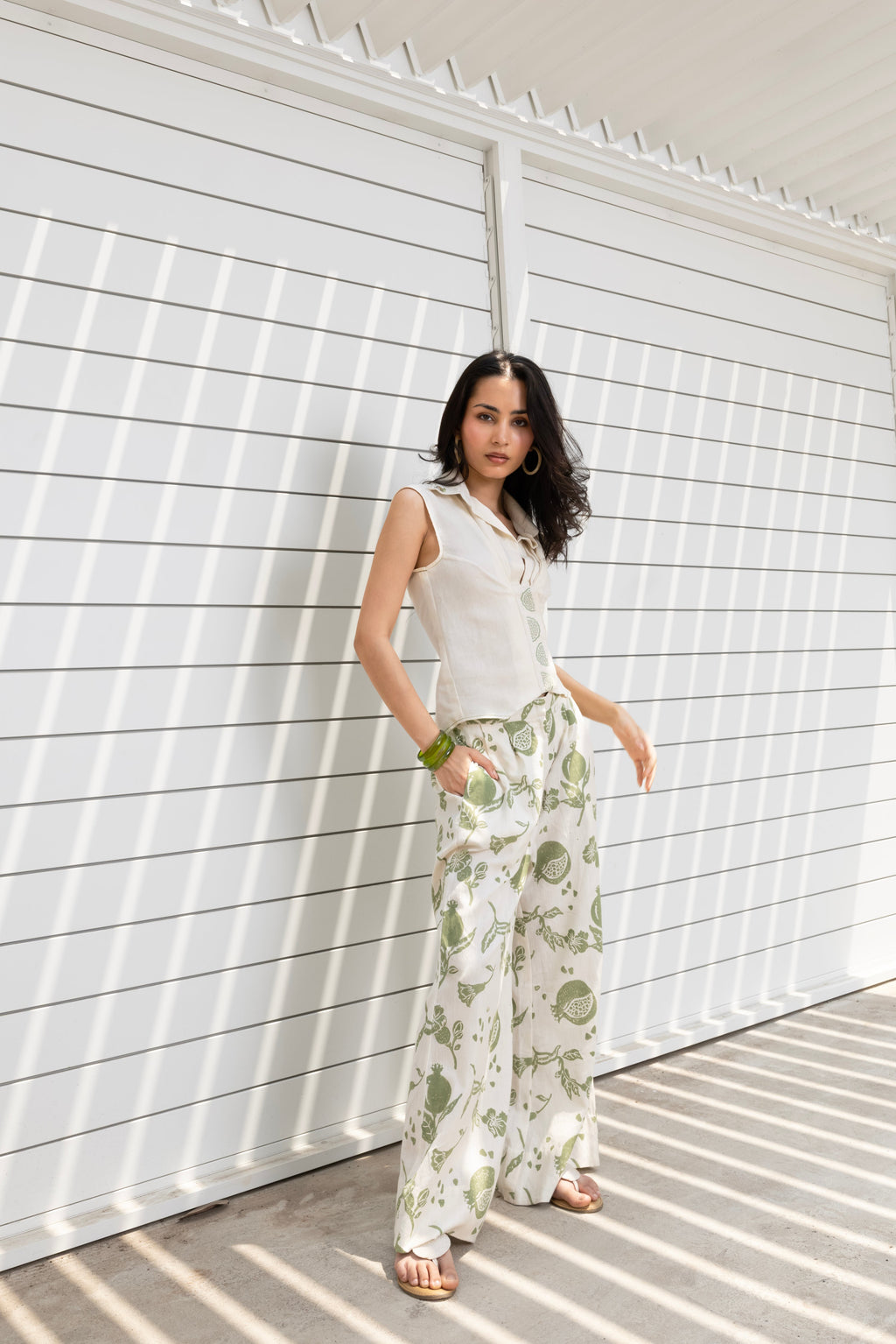 Printed wide leg Pants at kamakhyaa.com by Akashi Clothing. This item is Cosmos by Akashi Clothing, Internal Tags Missing, Under $50
