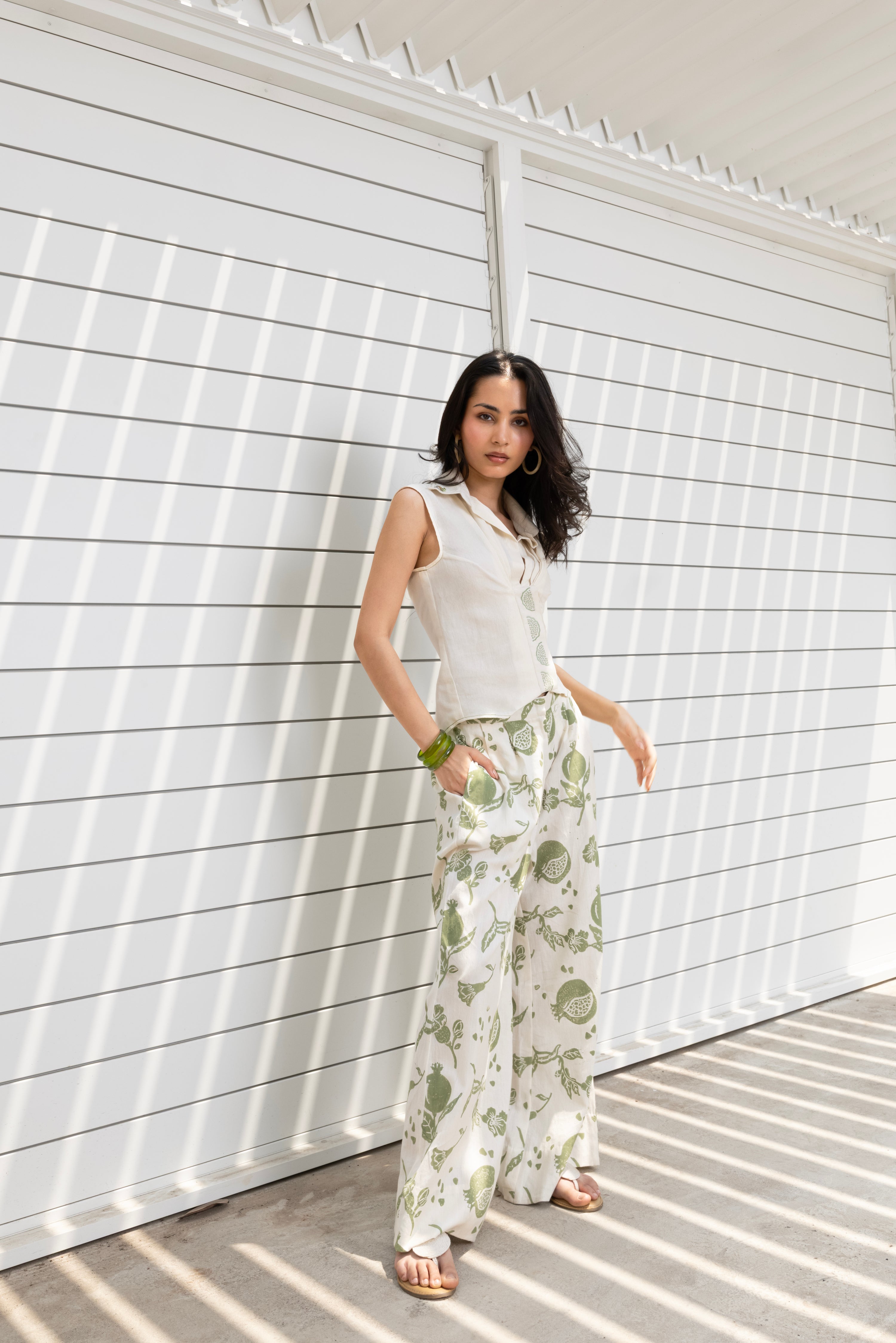 Printed wide leg Pants at kamakhyaa.com by Akashi Clothing. This item is Cosmos by Akashi Clothing, Internal Tags Missing, Under $50