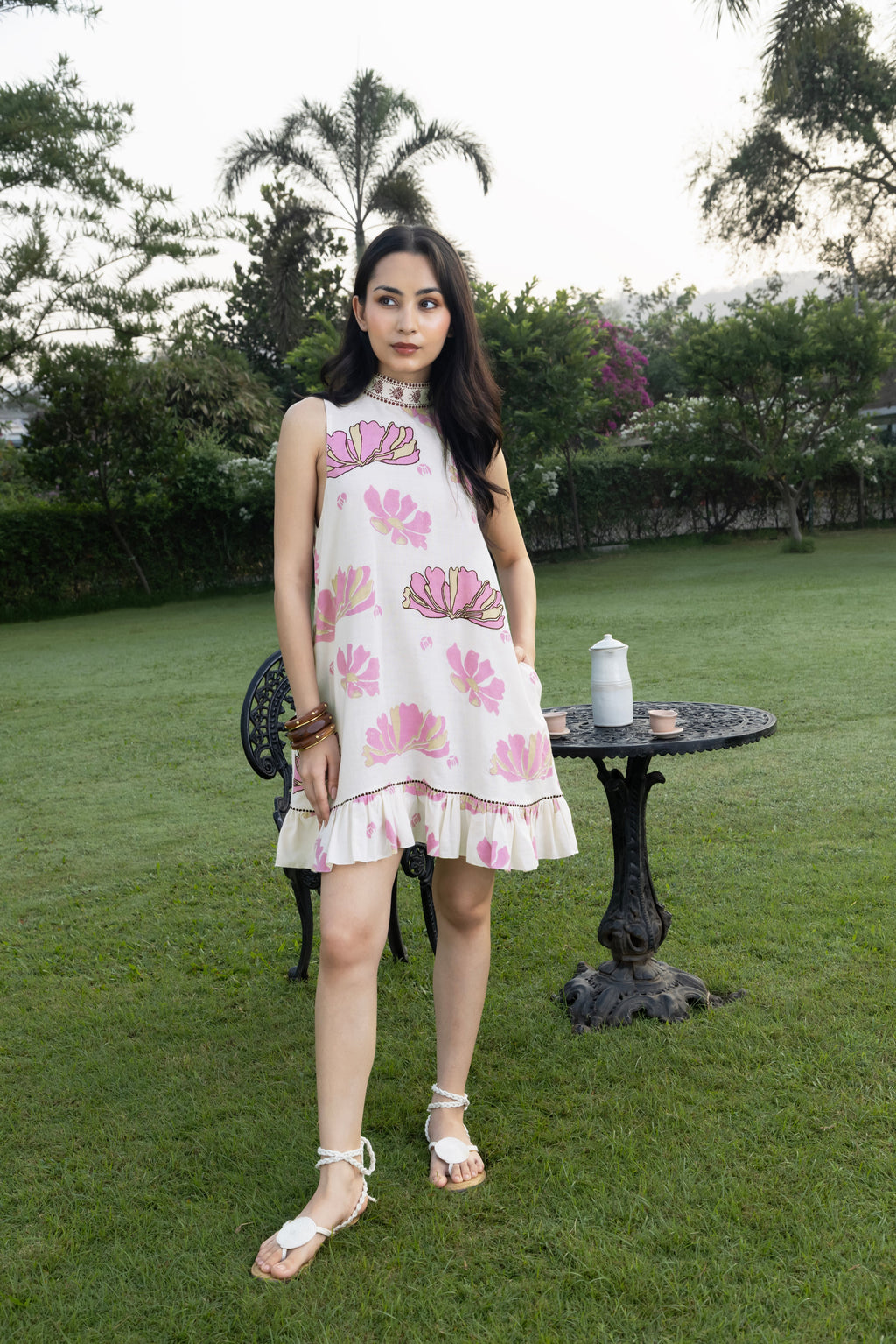 Short Dress with Back Tie-Up at kamakhyaa.com by Akashi Clothing. This item is Cosmos by Akashi Clothing, Internal Tags Missing, Under $150