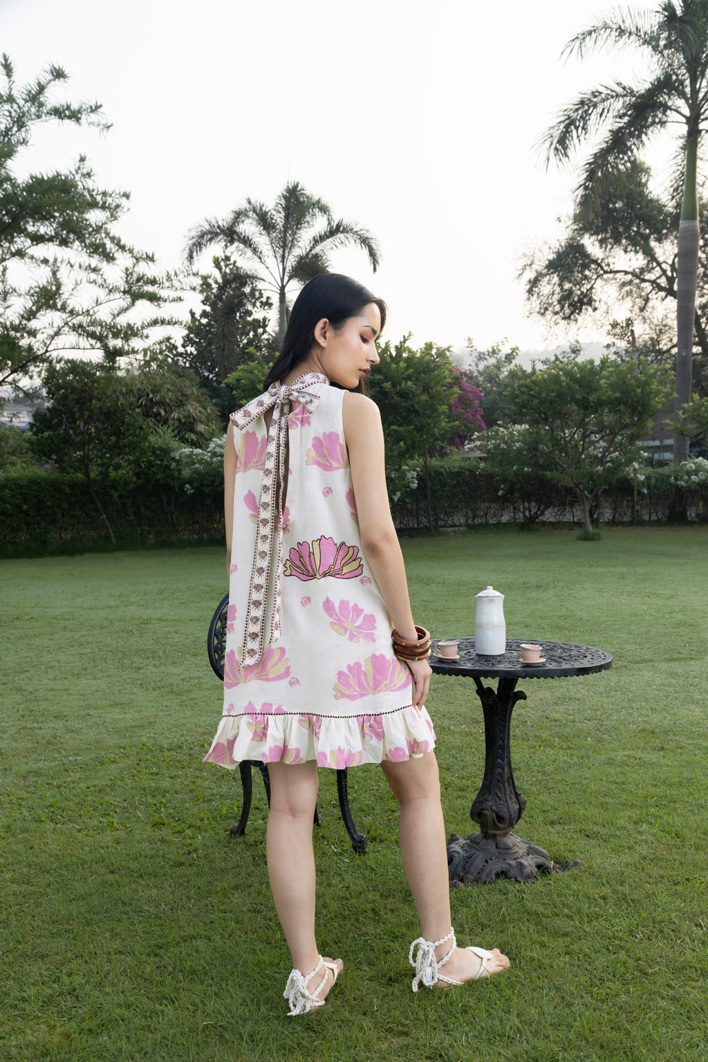 Short Dress with Back Tie-Up at kamakhyaa.com by Akashi Clothing. This item is Cosmos by Akashi Clothing, Internal Tags Missing, Under $150