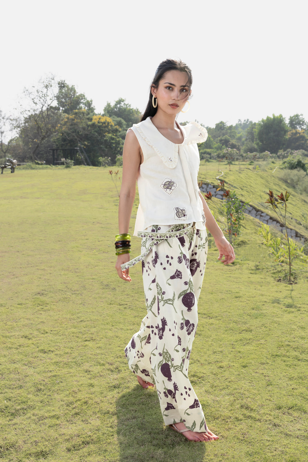 Patchwork Embroidered Top with Peter Pan Collar at kamakhyaa.com by Akashi Clothing. This item is Cosmos by Akashi Clothing, Internal Tags Missing, Under $100