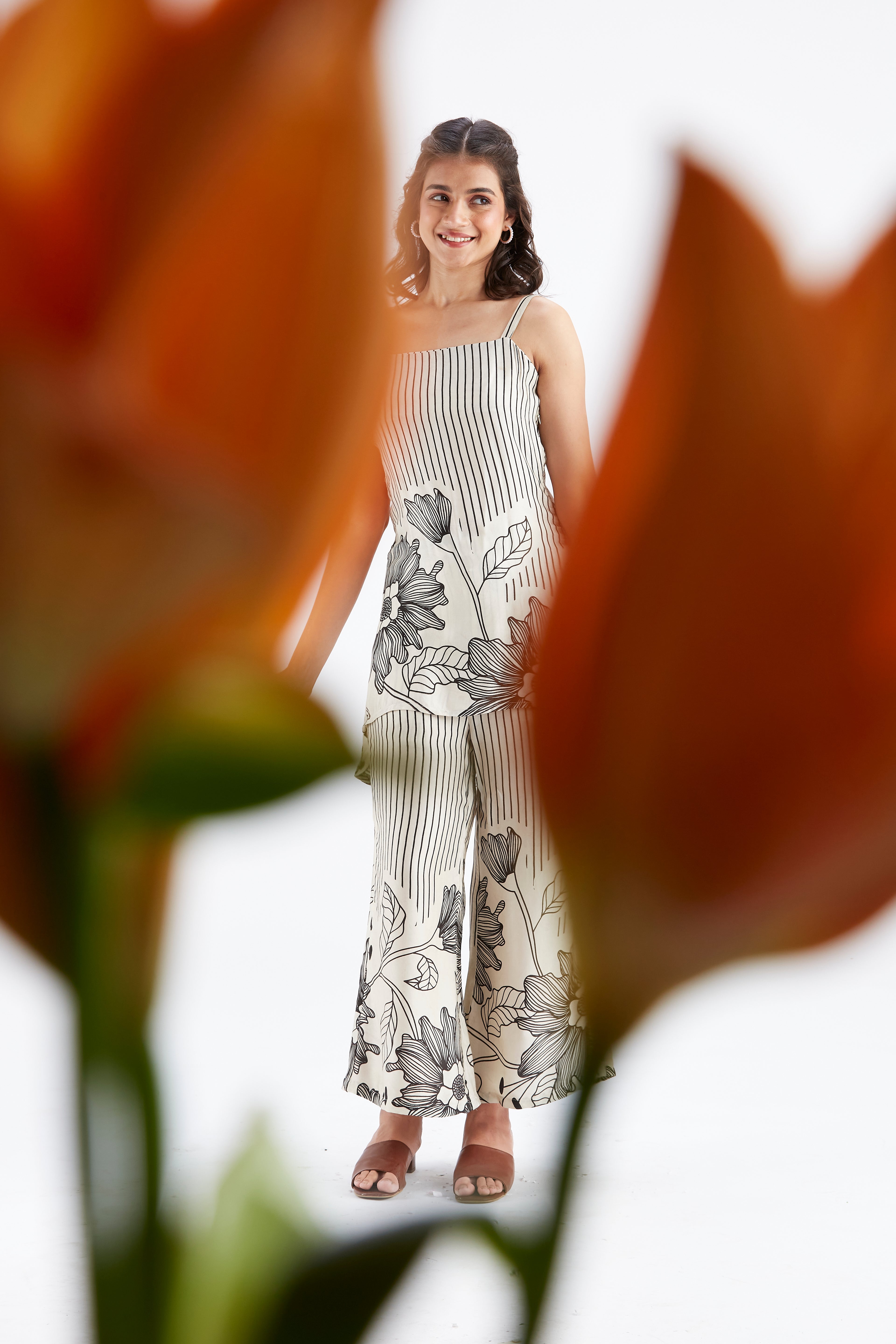 Alina White Floral Printed Cotton Co-ord set at Kamakhyaa by Hasttvam. This item is Cotton, Ete by Hasttvam, Floral Prints, Fusion Wear, Hand Printed, White, Womenswear