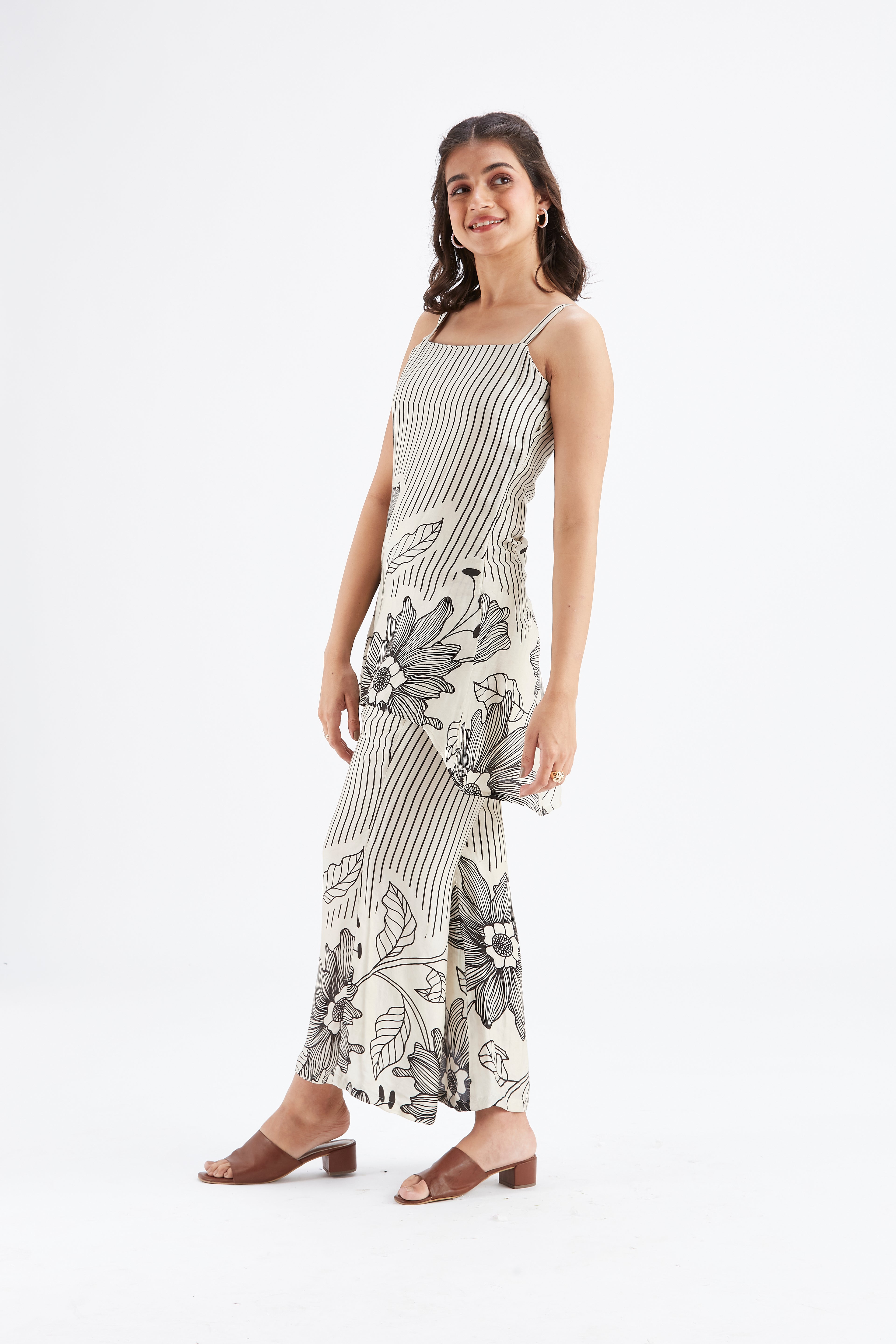 Alina White Floral Printed Cotton Co-ord set at Kamakhyaa by Hasttvam. This item is Cotton, Ete by Hasttvam, Floral Prints, Fusion Wear, Hand Printed, White, Womenswear