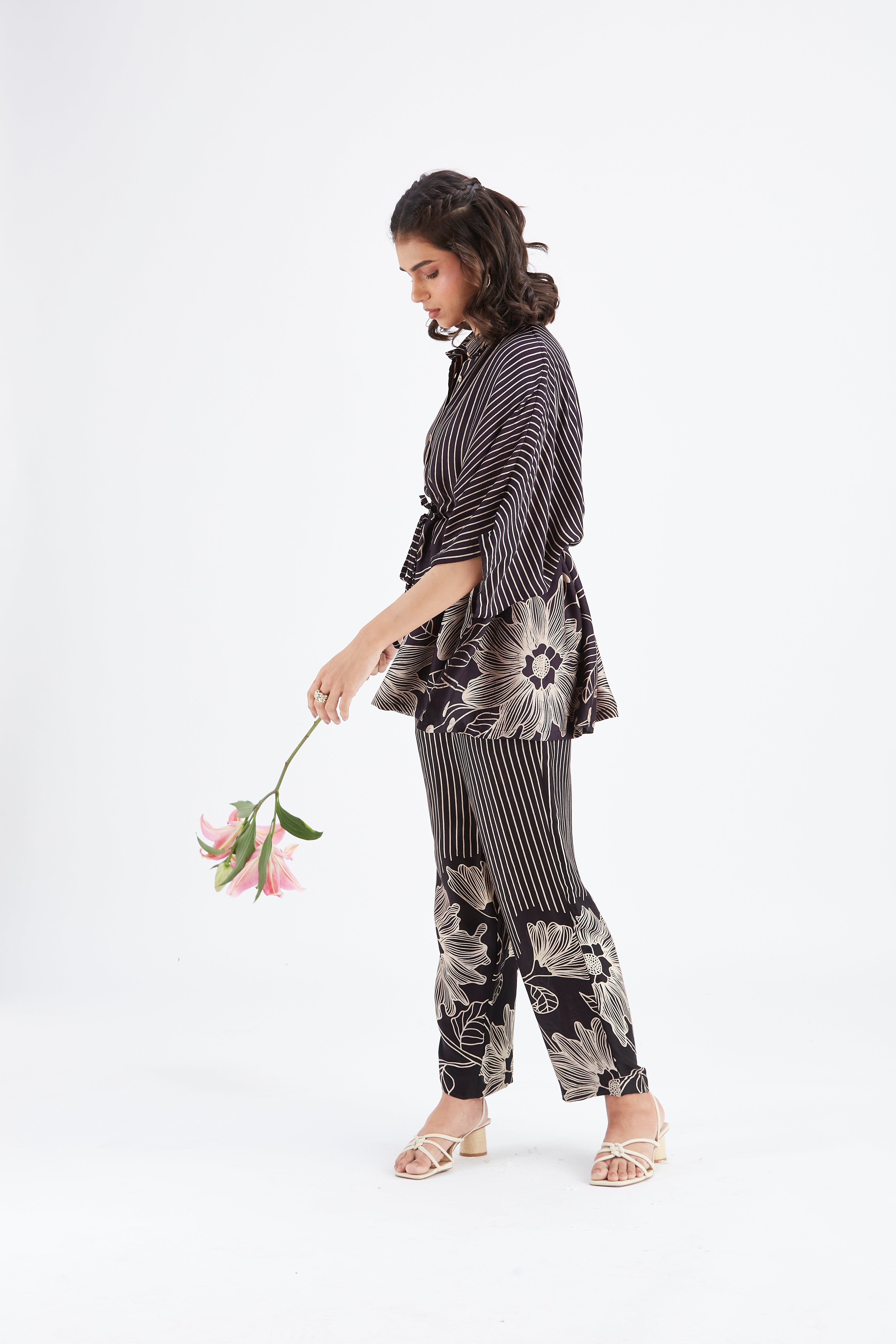 Amae Black Floral Printed Cotton Co-ord set at Kamakhyaa by Hasttvam. This item is Black, Cotton, Ete by Hasttvam, Floral Prints, Fusion Wear, Hand Printed, Womenswear