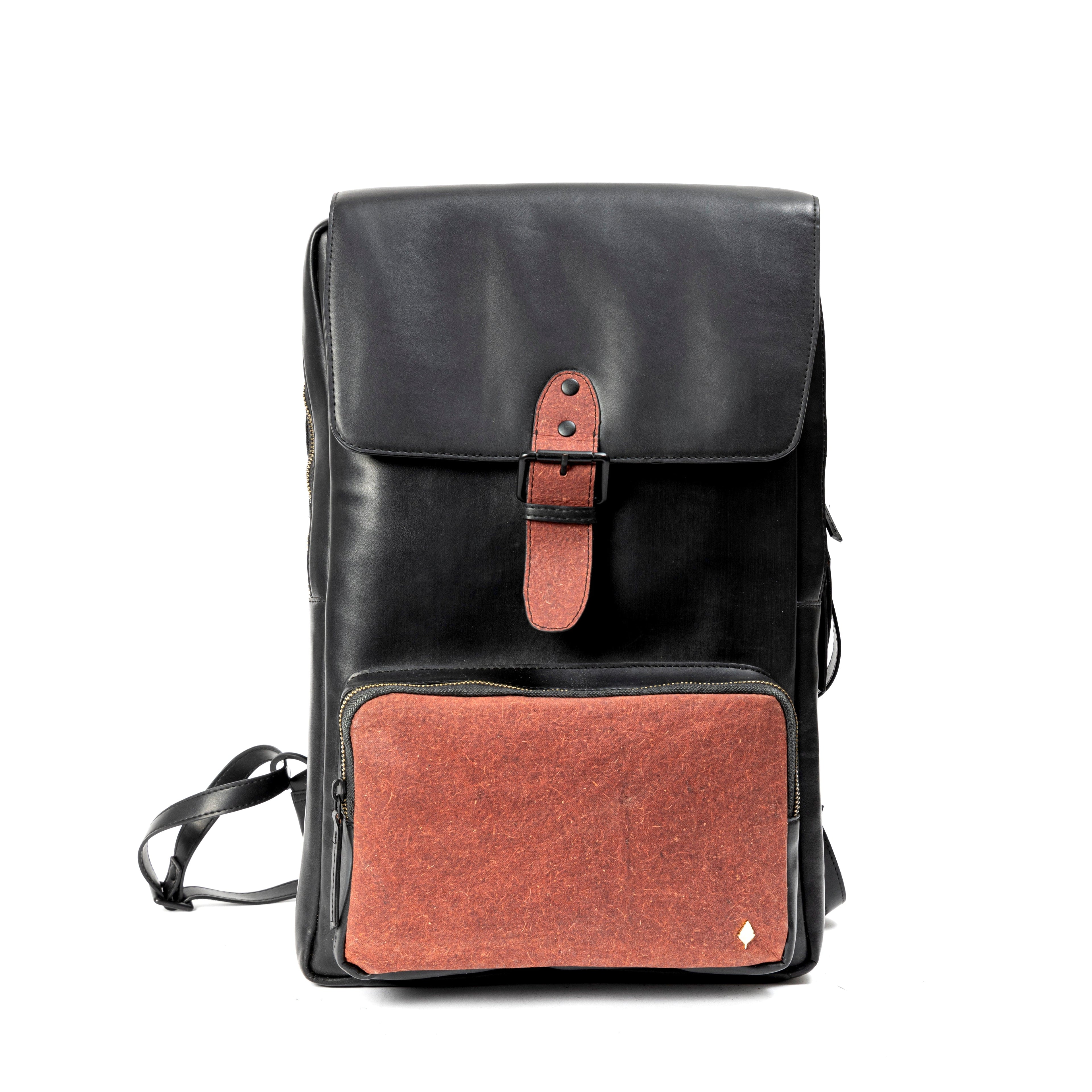 Arden Vegan Leather Backpack - Black at Kamakhyaa by Green Hermitage. This item is A Walk in the Forest by Green Hermitage, Bagpacks, Banana Leather, Black, Under $50