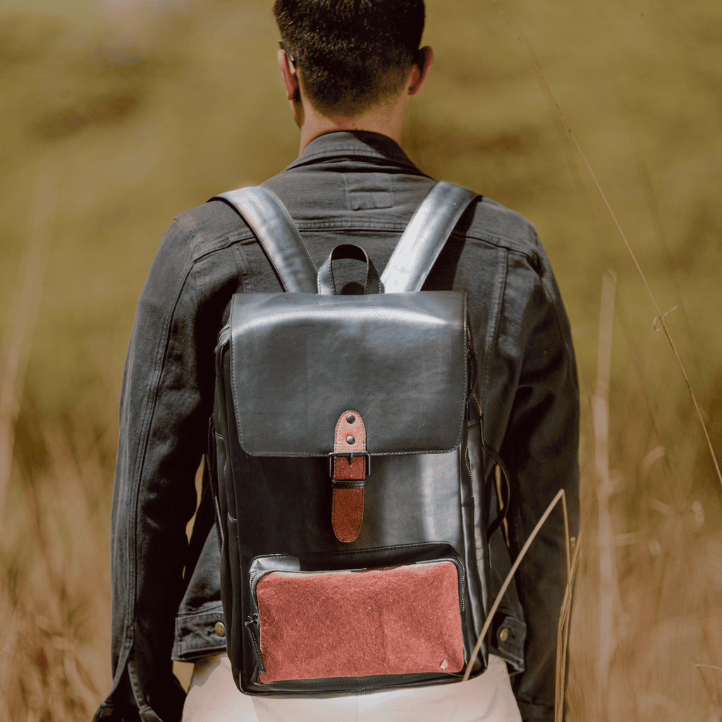 Arden Vegan Leather Backpack - Black at Kamakhyaa by Green Hermitage. This item is A Walk in the Forest by Green Hermitage, Bagpacks, Banana Leather, Black, Under $50