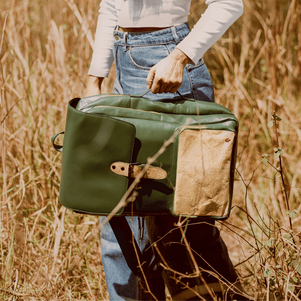 Arden Vegan Leather Backpack - Green at Kamakhyaa by Green Hermitage. This item is A Walk in the Forest by Green Hermitage, Bagpacks, Banana Leather, Black, Under $50