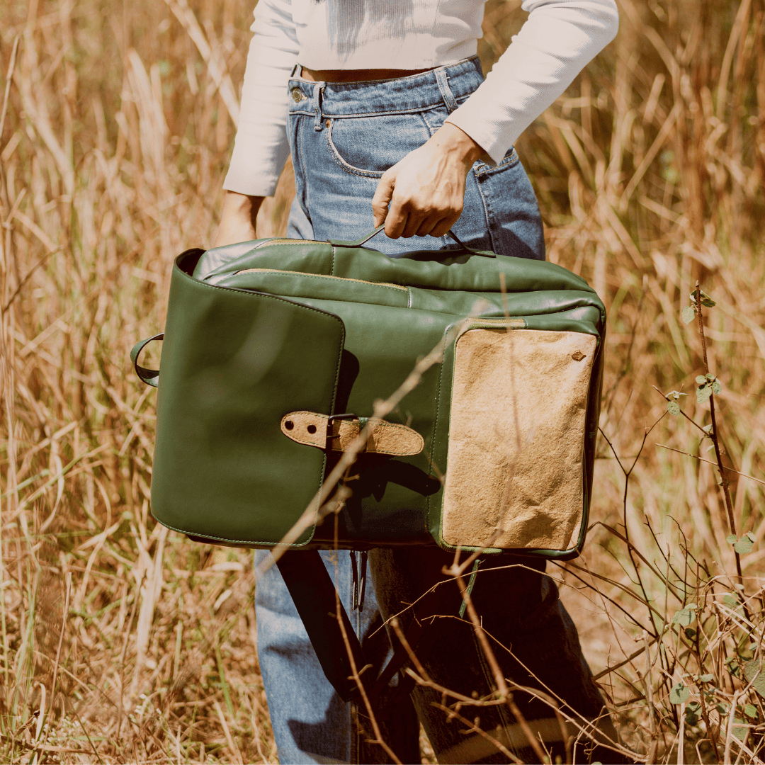 Arden Vegan Leather Backpack - Green at Kamakhyaa by Green Hermitage. This item is A Walk in the Forest by Green Hermitage, Bagpacks, Banana Leather, Black, Under $50