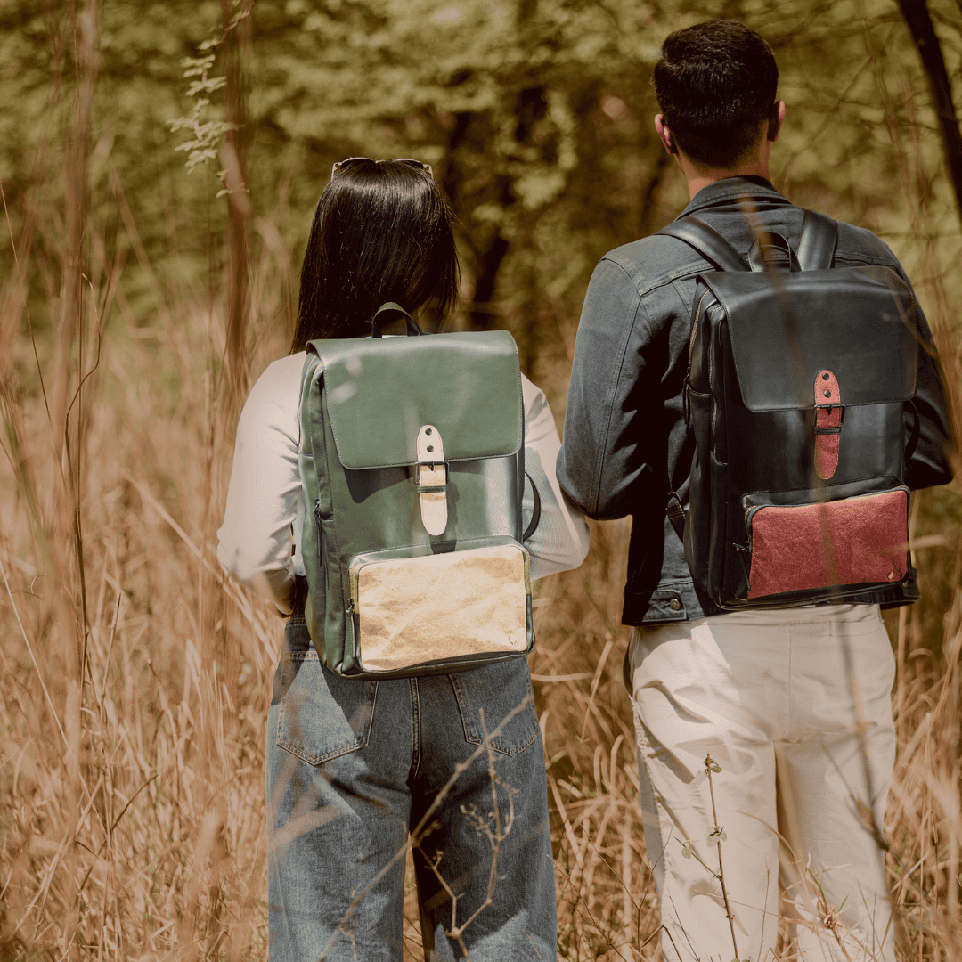 Arden Vegan Leather Backpack - Green at Kamakhyaa by Green Hermitage. This item is A Walk in the Forest by Green Hermitage, Bagpacks, Banana Leather, Black, Under $50