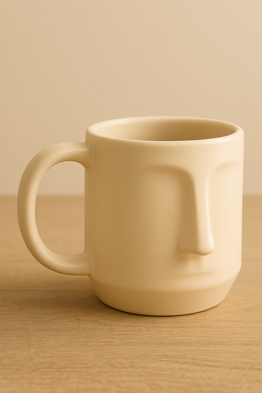 Arto Face Mug – Handmade Ceramic Mug in Off-White with Minimalist Face Design at Kamakhyaa by Aetherea World. This item is 