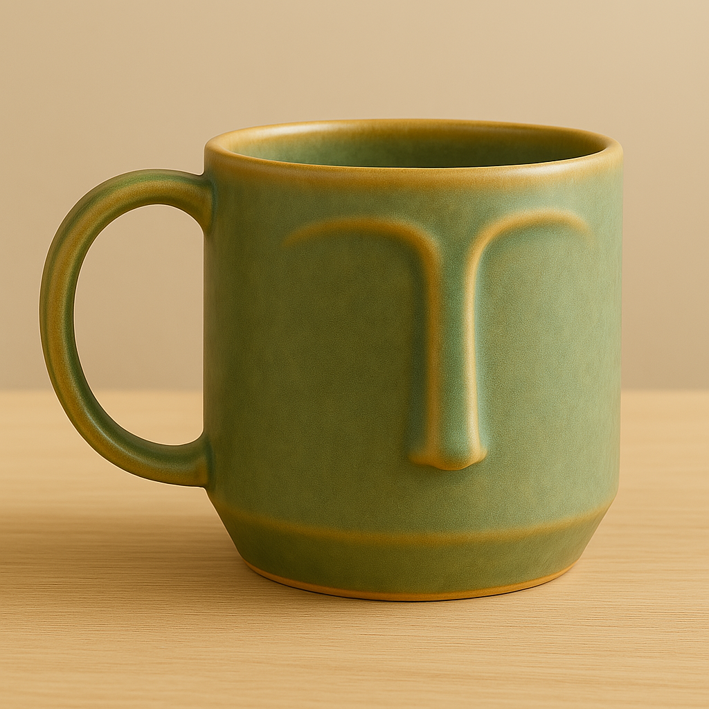 Arto Face Mug – Handmade Ceramic Mug with Abstract Minimalist Design at Kamakhyaa by Aetherea World. This item is 