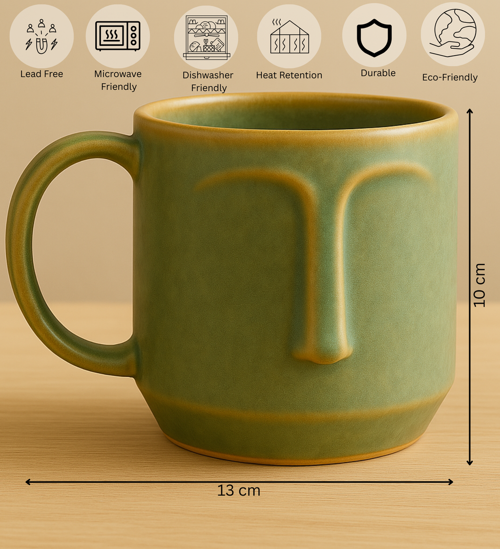 Arto Face Mug – Handmade Ceramic Mug with Abstract Minimalist Design at Kamakhyaa by Aetherea World. This item is 