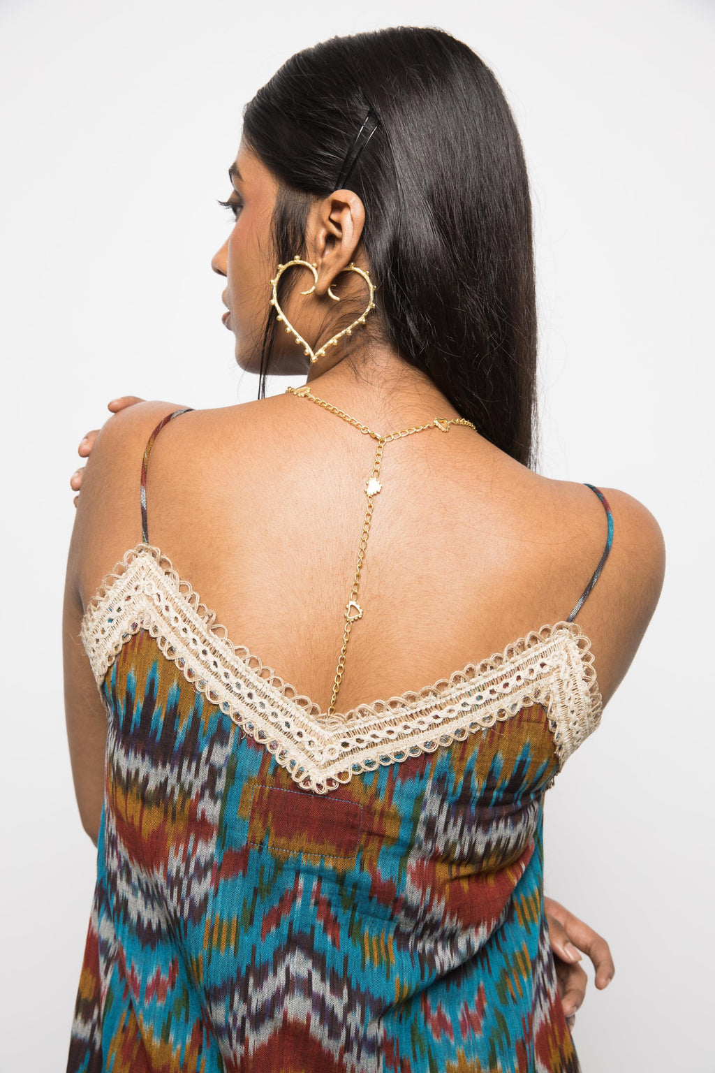 Asymmetric Waist Sling Dress at kamakhyaa.com by Anushé Pirani. This item is 100% Cotton, Beach Wear, Brunch Wear, Casual Wear, Console Collection List, Cotton, Fresh Ink by Anushe Pirani, Handwoven cotton, Ikat Prints, Regular Fit, Resort Wear, Turquoise, Vacation Wear, Womenswear