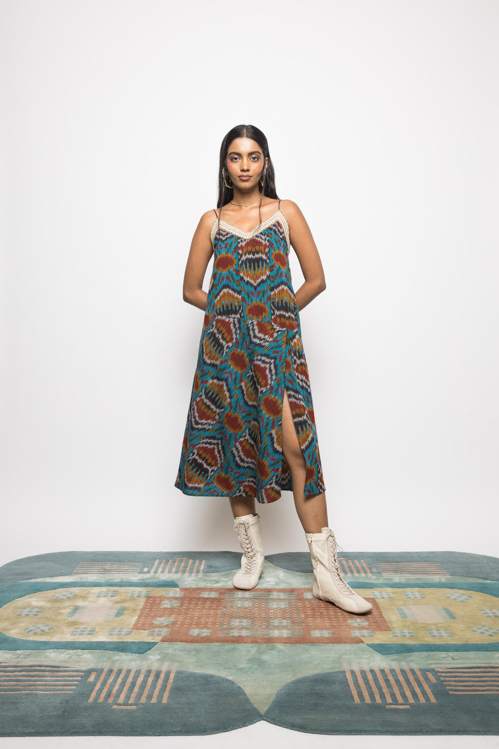 Asymmetric Waist Sling Dress at Kamakhyaa by Anushé Pirani. This item is Fresh Ink by Anushe Pirani