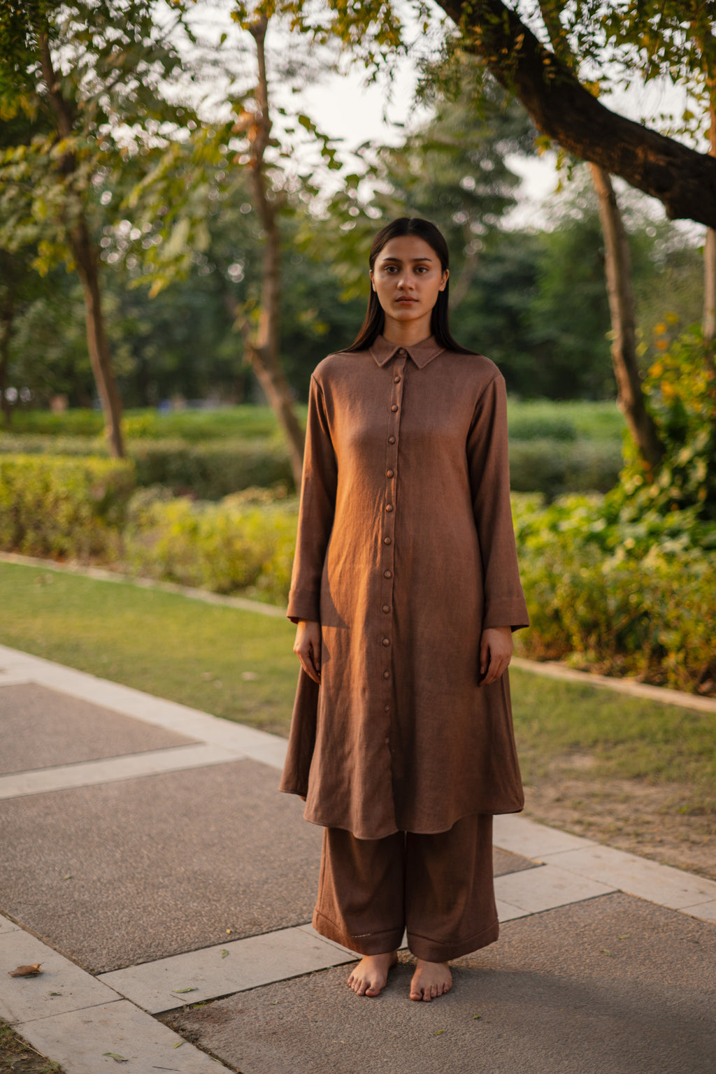 Aubergene Merino Wool Aleeza Set at Kamakhyaa by Raas. This item is Merino Wool, Purple, Regular Fit, Uru by Raas, Winter WearOffice Wear Co-ords, Woven