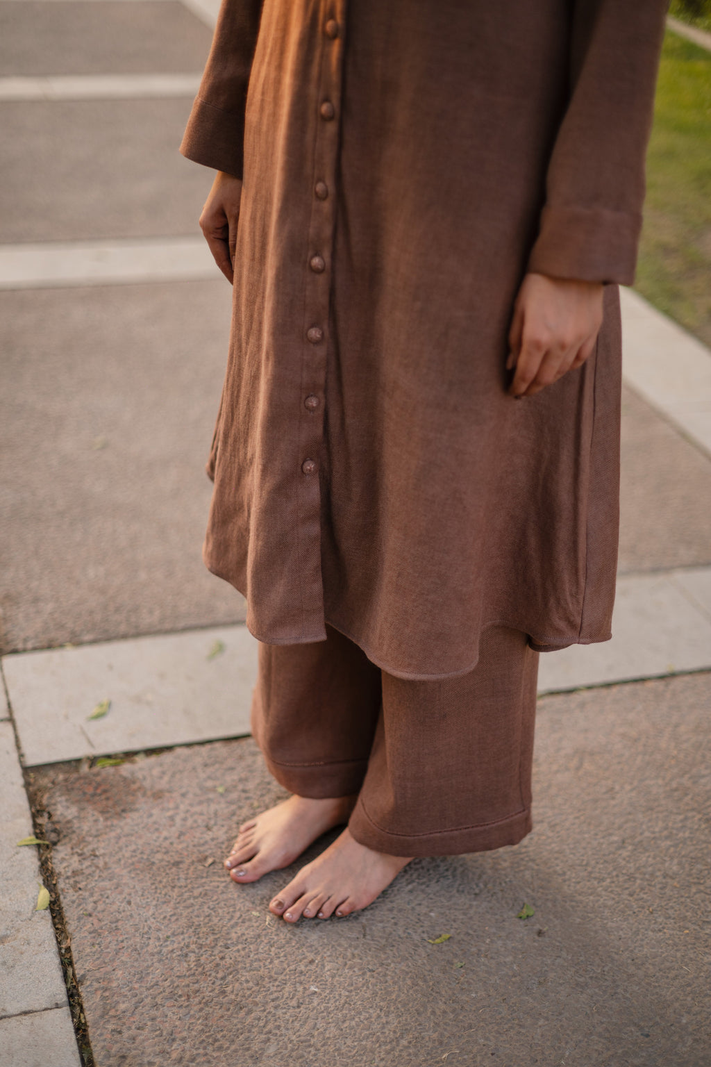 Aubergene Merino Wool Aleeza Set at Kamakhyaa by Raas. This item is Merino Wool, Purple, Regular Fit, Uru by Raas, Winter WearOffice Wear Co-ords, Woven