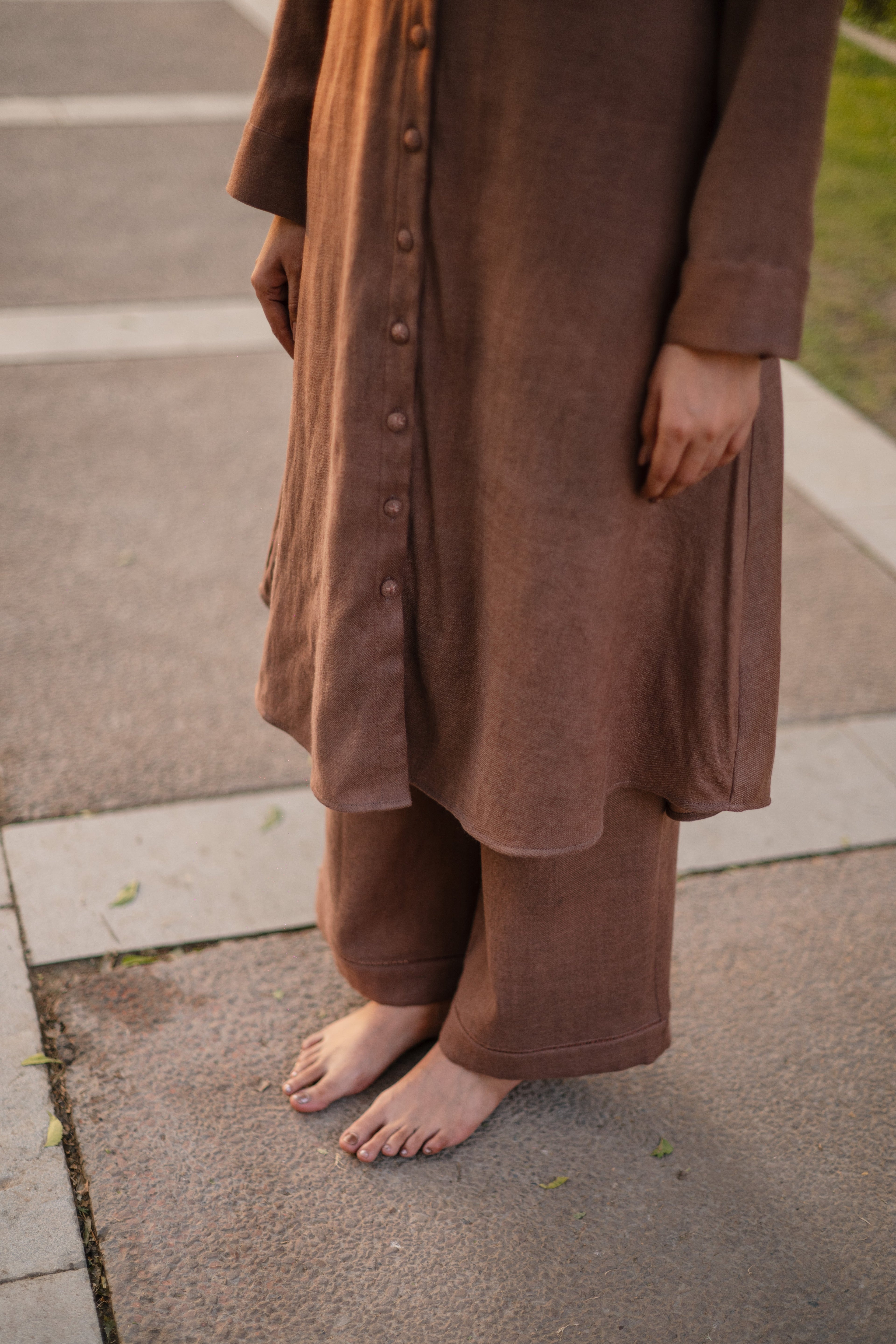 Aubergene Merino Wool Aleeza Set at Kamakhyaa by Raas. This item is Merino Wool, Purple, Regular Fit, Uru by Raas, Winter WearOffice Wear Co-ords, Woven