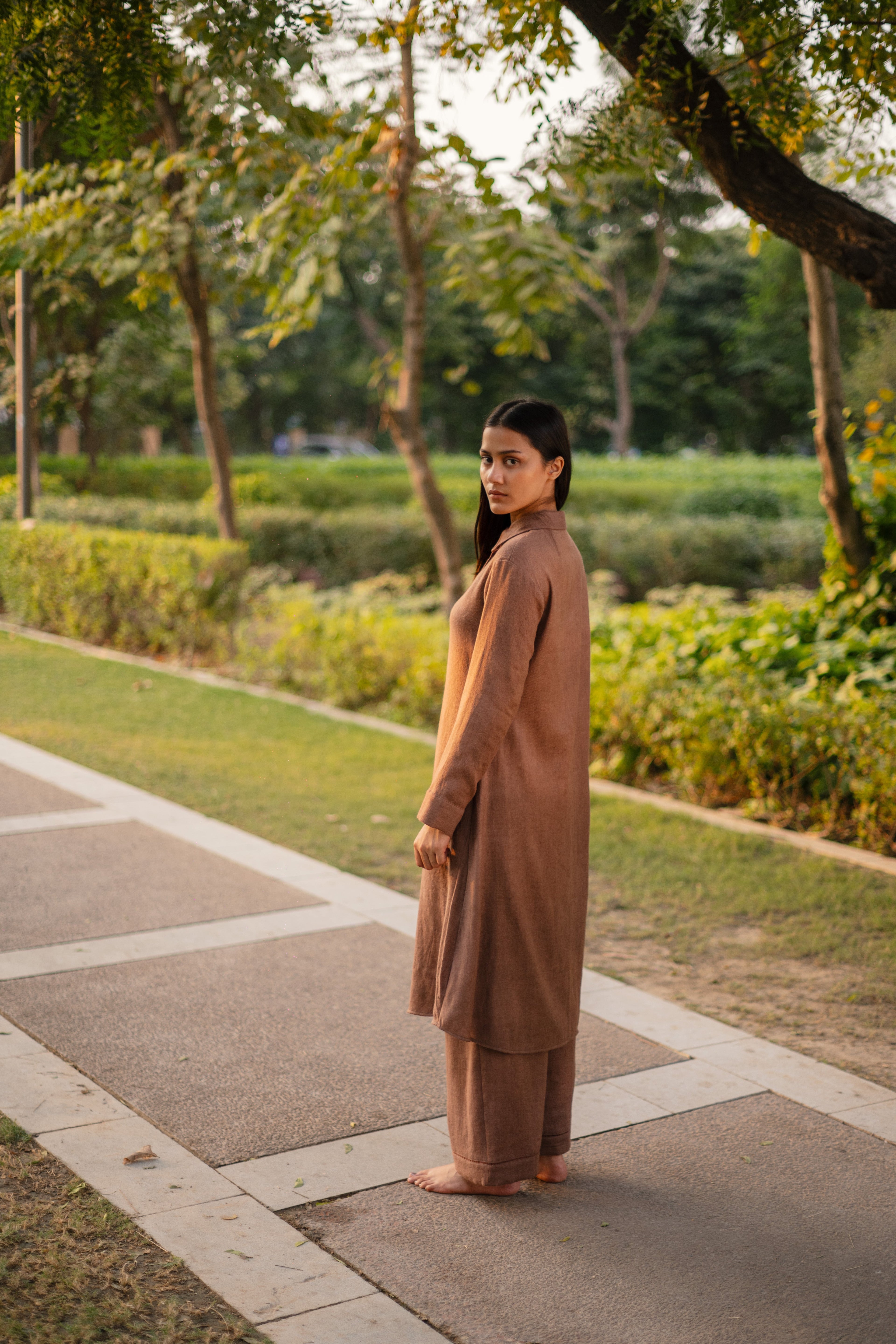 Aubergene Merino Wool Aleeza Set at Kamakhyaa by Raas. This item is Merino Wool, Purple, Regular Fit, Uru by Raas, Winter WearOffice Wear Co-ords, Woven