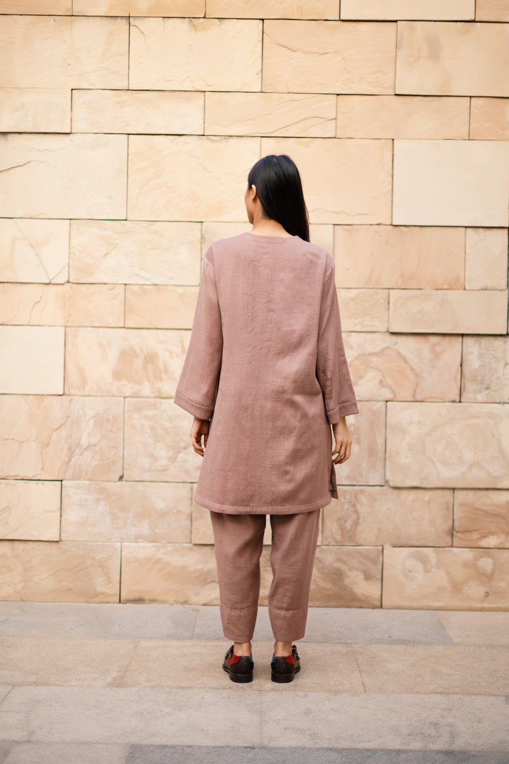 Aubergene Merino Wool Coord Set Iris at Kamakhyaa by Raas. This item is Merino Wool, Purple, Regular Fit, Uru by Raas, Winter WearOffice Wear Co-ords, Woven