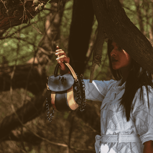 Aurora Vegan Leather Sling at Kamakhyaa by Green Hermitage. This item is A Walk in the Forest by Green Hermitage, Banana Leather, Black, Sling Bags, Under $50