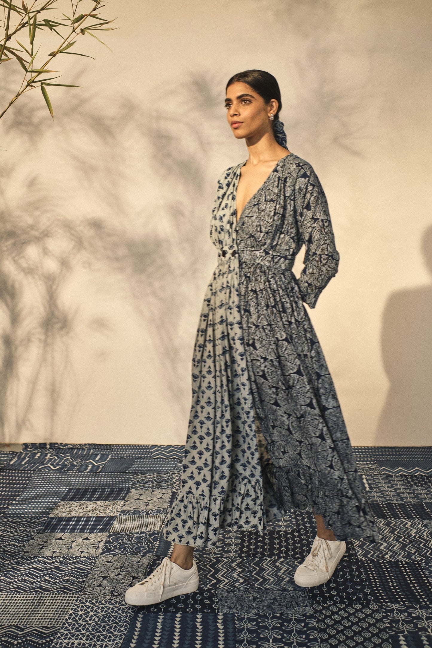 Bagru Prints Maxi Dress at Kamakhyaa by Akashii Clothing. This item is 100% Blue Indigo Cotton, Bagru Prints, Blue, Casual Wear, handmade, Maxi Dresses, Neeli by Akashi Clothing, Organic, Regular Fit