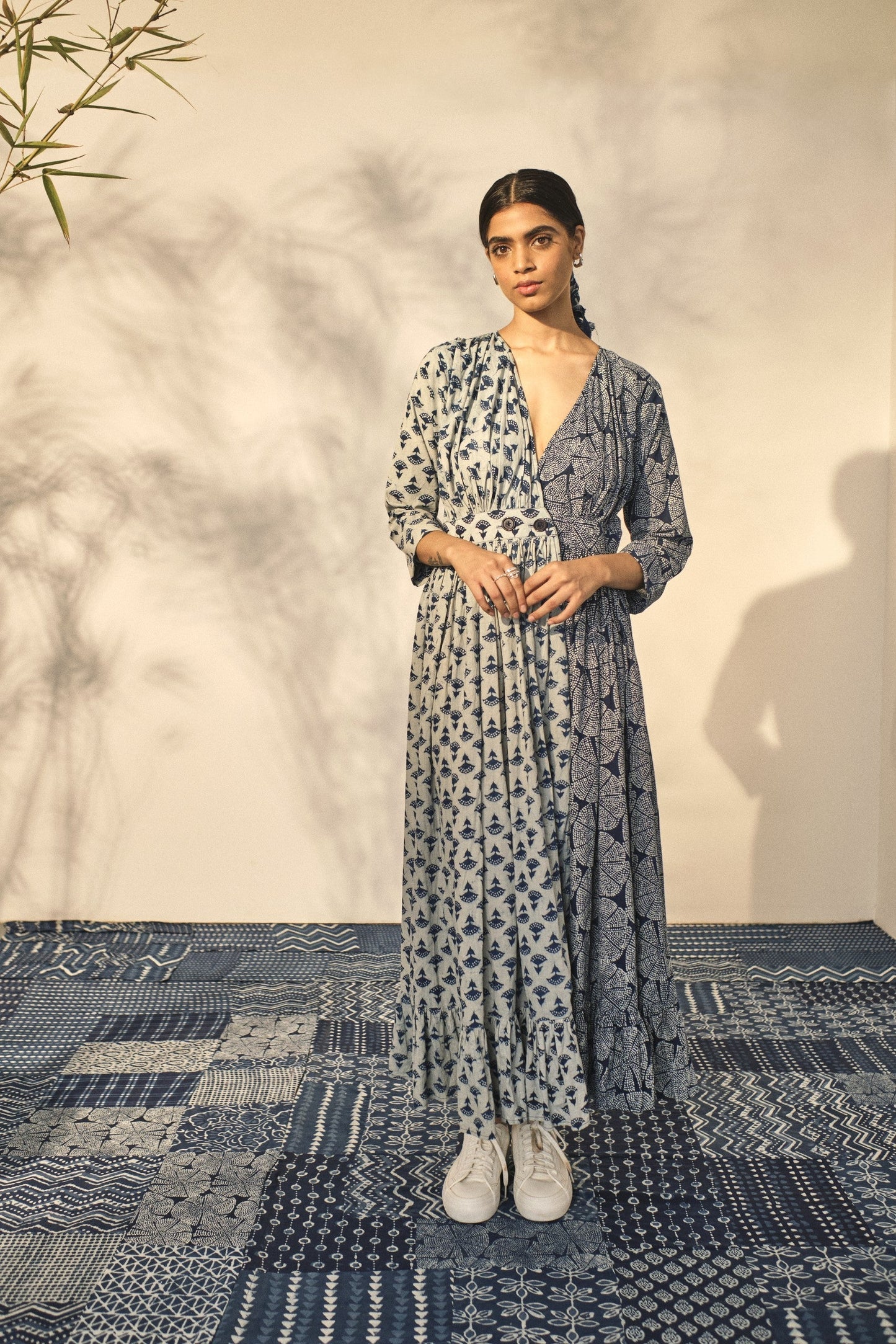 Bagru Prints Maxi Dress at Kamakhyaa by Akashii Clothing. This item is 100% Blue Indigo Cotton, Bagru Prints, Blue, Casual Wear, handmade, Maxi Dresses, Neeli by Akashi Clothing, Organic, Regular Fit