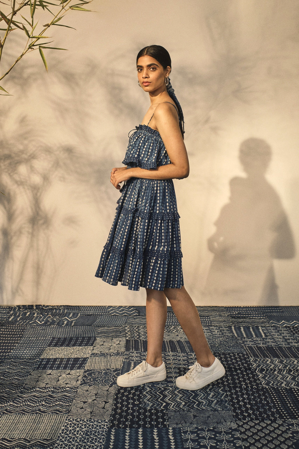 Bagru Prints Midi Dress at Kamakhyaa by Akashii Clothing. This item is 100% Blue Indigo Cotton, Bagru Prints, Blue, Casual Wear, handmade, Midi Dresses, Neeli by Akashi Clothing, Organic, Regular Fit