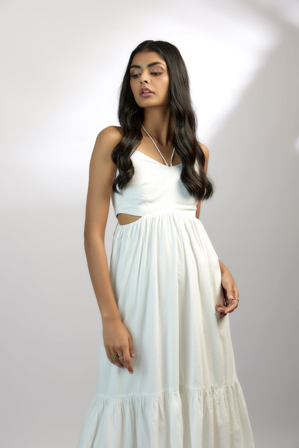 Bamboo fabric Eleanor Bamboo Dress at Kamakhyaa by Ewoke. This item is Bamboo fabric, halter neck dress, Midi Dress, Missing image, Nostalgia's Thread by Ewoke, strapless dress, Under $150, white dress