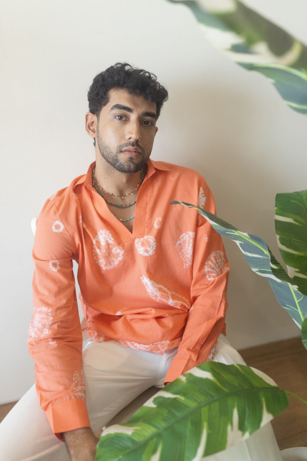 Beachcomber Shirt at Kamakhyaa by anushé pirani. This item is Cotton, Men Shirts, Menswear, Moana, Orange, Recycled Cotton, Resort Wear, Shibori Dyes, Under $150