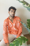 Beachcomber Shirt at Kamakhyaa by anushé pirani. This item is Cotton, Men Shirts, Menswear, Moana, Orange, Recycled Cotton, Resort Wear, Shibori Dyes, Under $150