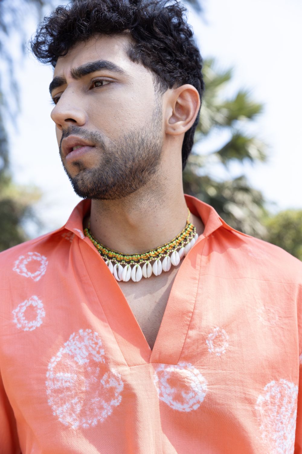 Beachcomber Shirt at Kamakhyaa by anushé pirani. This item is Cotton, Men Shirts, Menswear, Moana, Orange, Recycled Cotton, Resort Wear, Shibori Dyes, Under $150