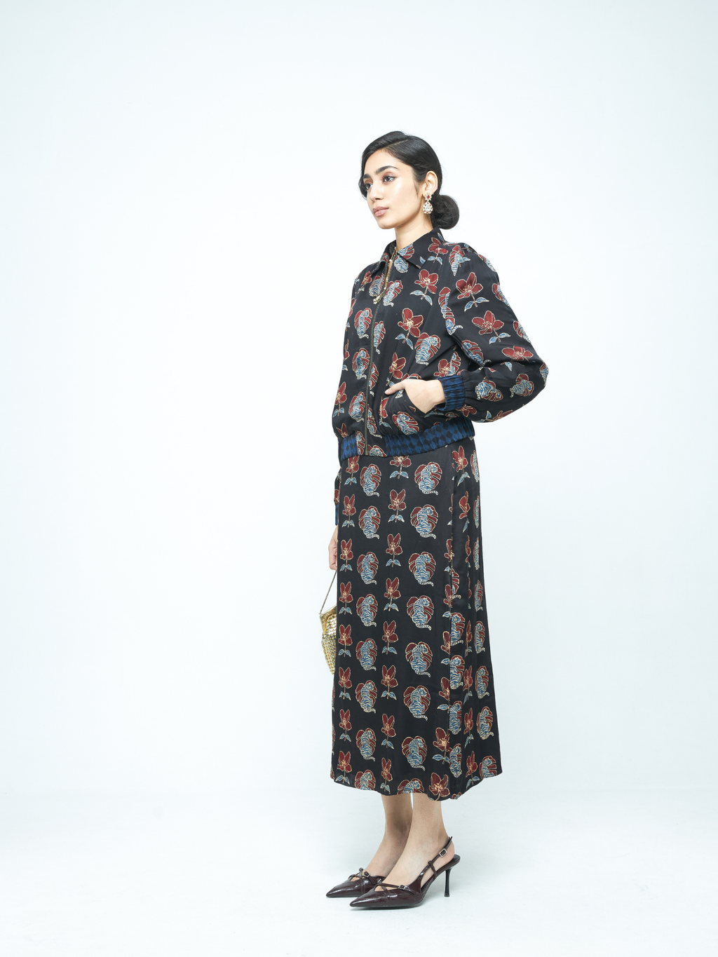 Beast Bomber at Kamakhyaa by Anushé Pirani. This item is Bloom After Dark by Anushe Pirani, Midnight Blueprint, Tops & Shirts, Under $50, Woman co-ord sets, Womenswear