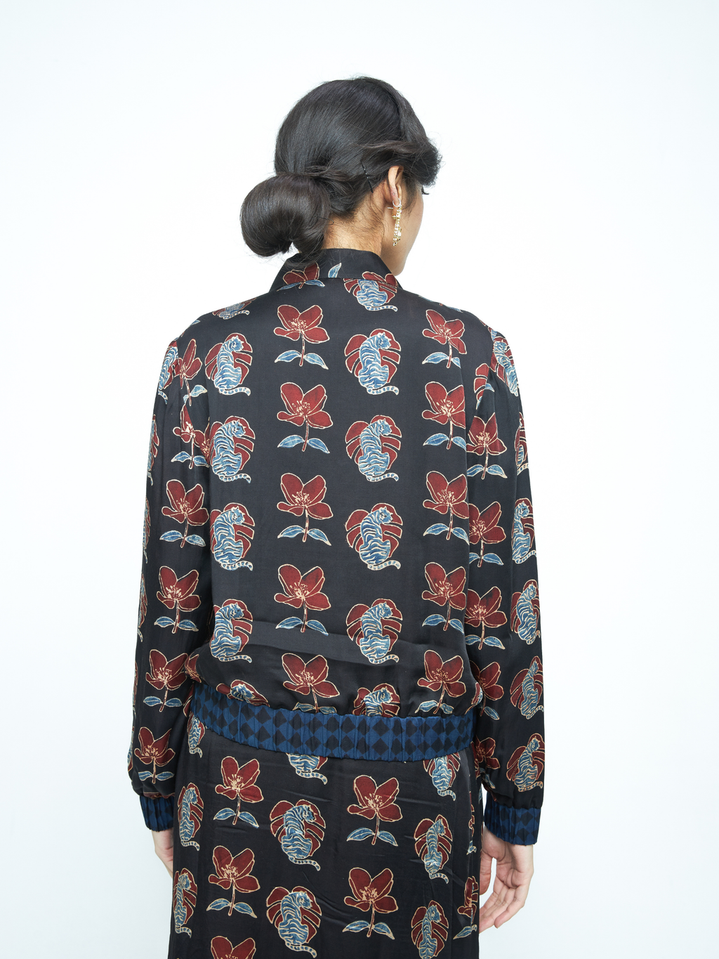 Beast Bomber at Kamakhyaa by Anushé Pirani. This item is Bloom After Dark by Anushe Pirani, Midnight Blueprint, Tops & Shirts, Under $50, Woman co-ord sets, Womenswear