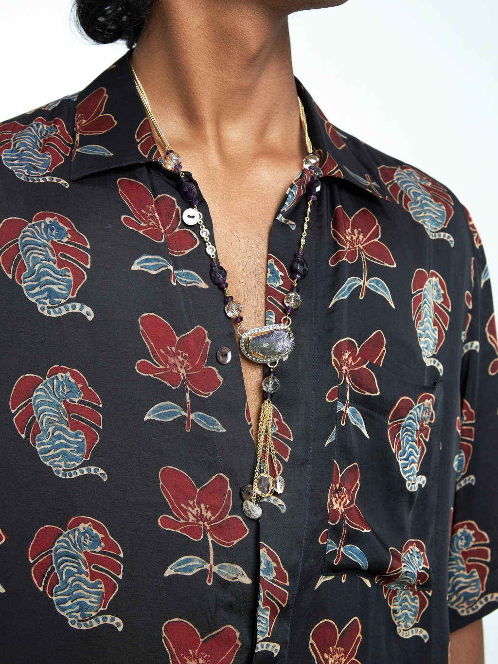 Beast Shirt at Kamakhyaa by Anushé Pirani. This item is Bloom After Dark by Anushe Pirani, Menswear, Midnight Blueprint, Tops & Shirts, Under $50