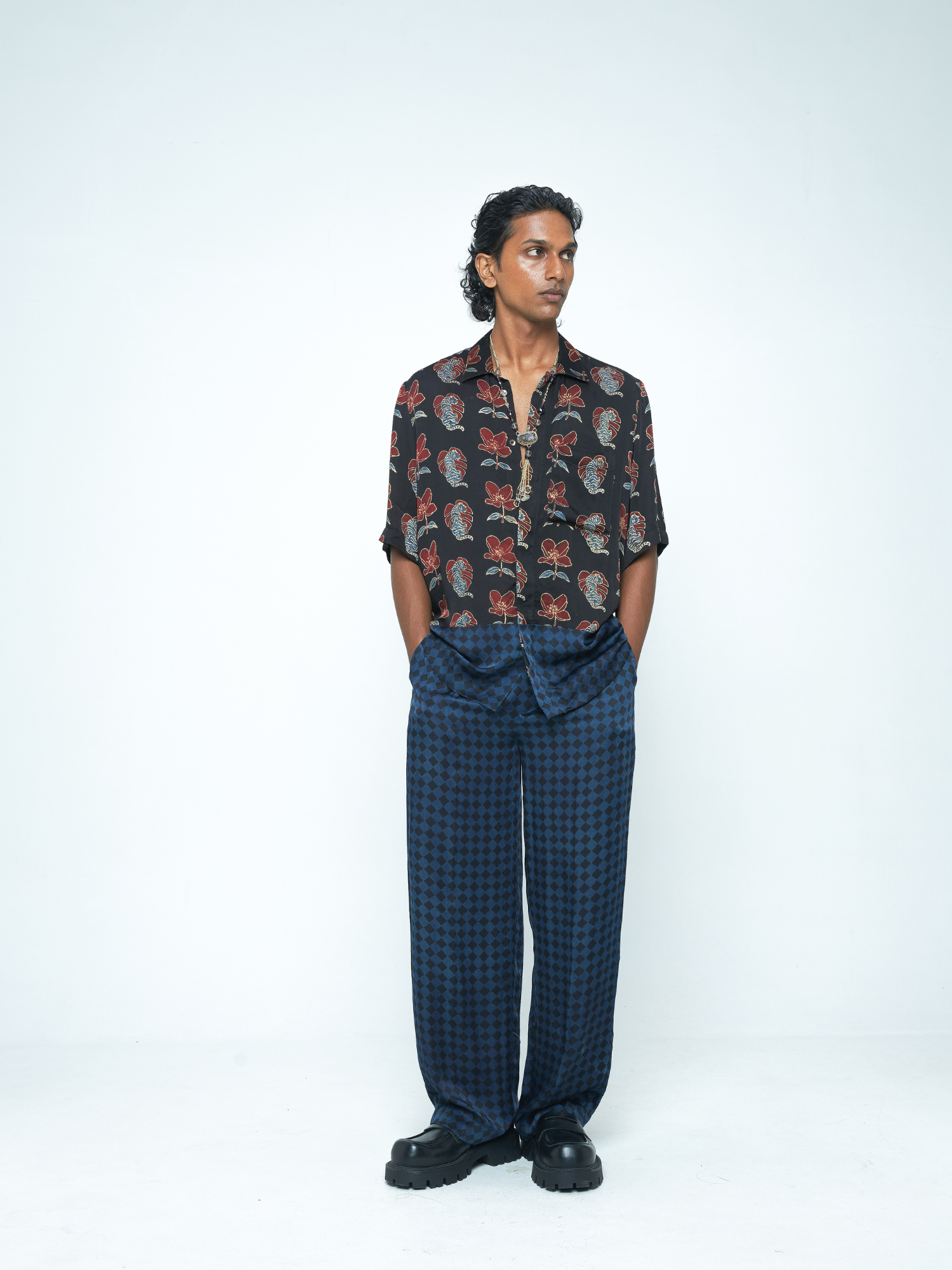 Beast Shirt at Kamakhyaa by Anushé Pirani. This item is Bloom After Dark by Anushe Pirani, Menswear, Midnight Blueprint, Tops & Shirts, Under $50