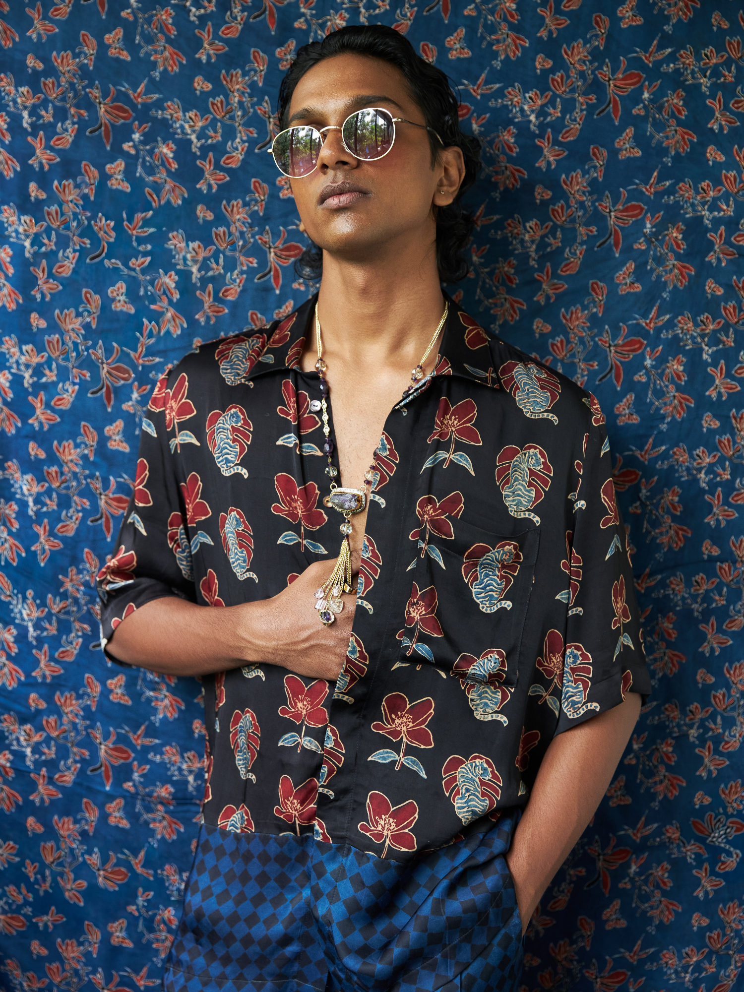 Beast Shirt at Kamakhyaa by Anushé Pirani. This item is Bloom After Dark by Anushe Pirani, Menswear, Midnight Blueprint, Tops & Shirts, Under $50