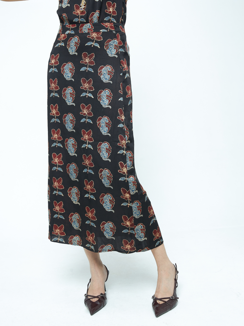 Beast Slip Skirt at Kamakhyaa by Anushé Pirani. This item is Bloom After Dark by Anushe Pirani, Midnight Blueprint, Skirts, Under $200, Womenswear